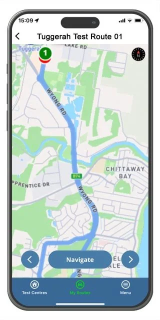 tuggerah driving test route map