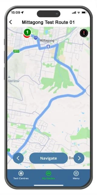 mittagong driving test route map