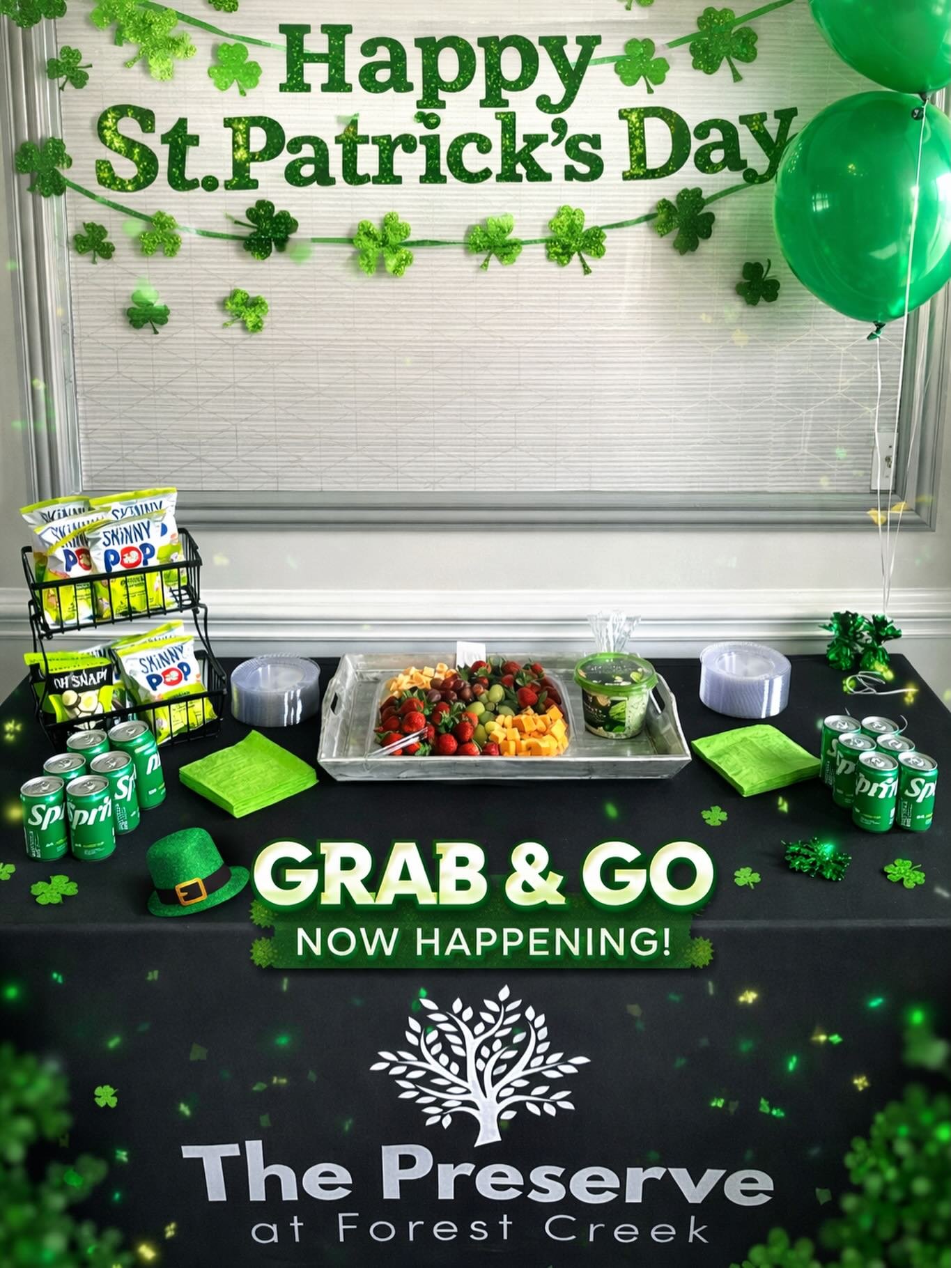 GRAB &amp; GO is LIVE! 🍀
Come get your St. Patty&rsquo;s Day treats 💚