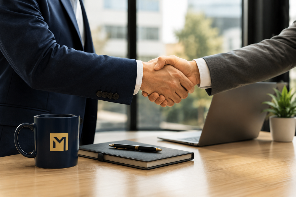 Business professionals forming a trusted partnership