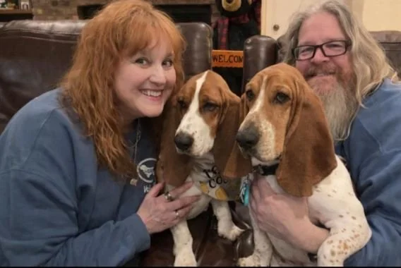 Copper now know as Penny on the left and Roscoe (SBR alumni) on the right