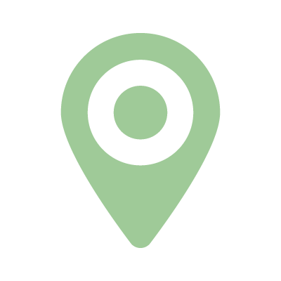 Green map pin icon with concentric circles inside.