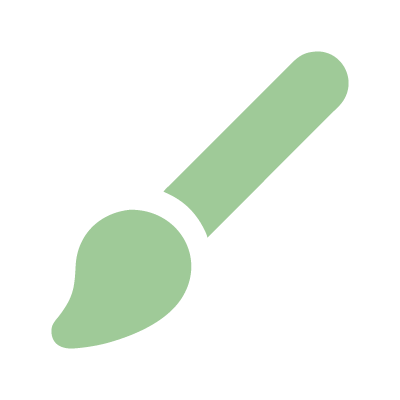 A paintbrush icon with a green handle and bristles on a black background.