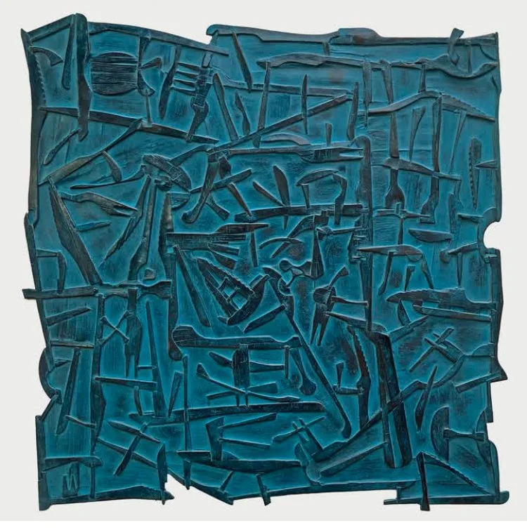 Linkage, plywood, beech and enamel paint 45cmx45cm sold