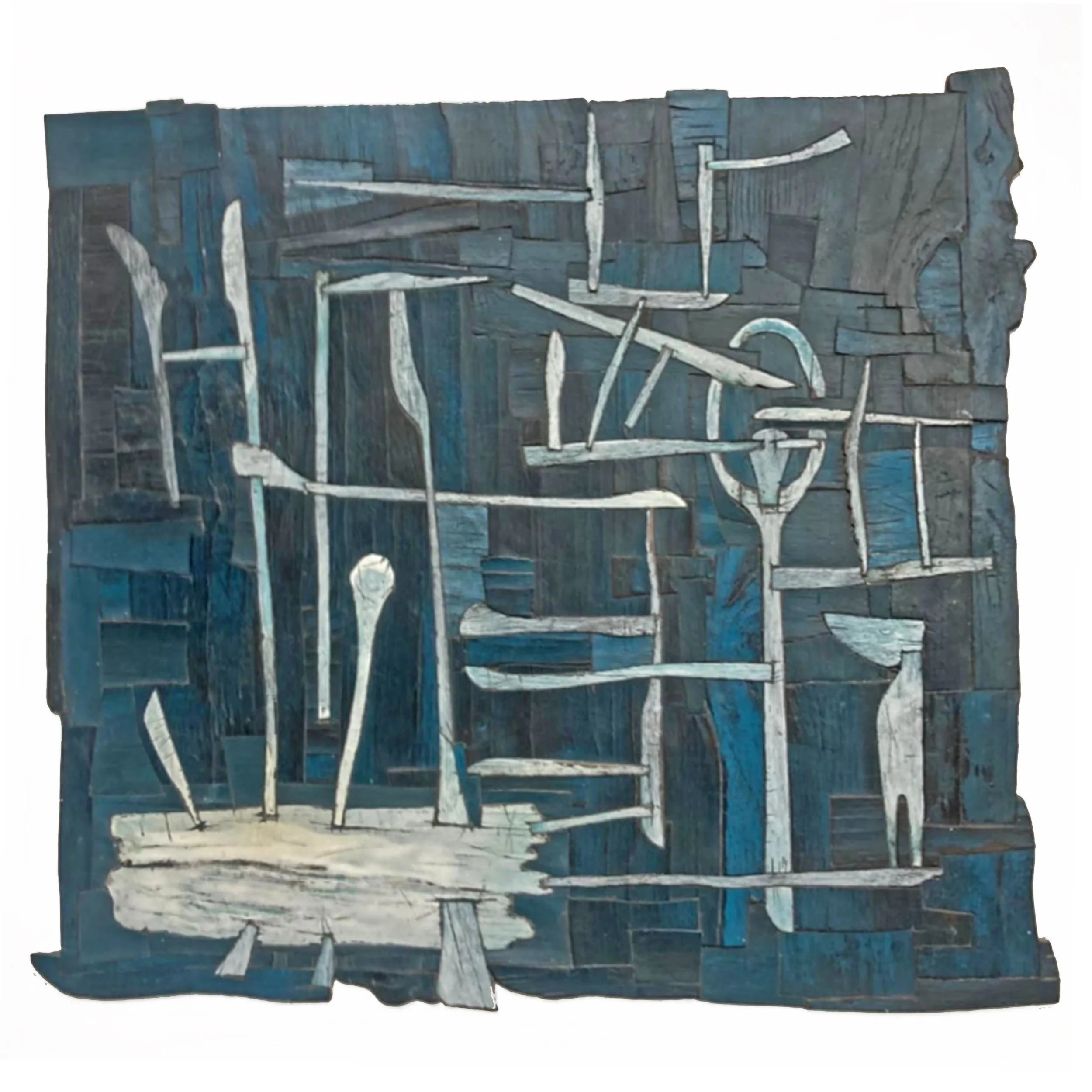 Apparel, plywood, beech and enamel paint, 27cmx27cm