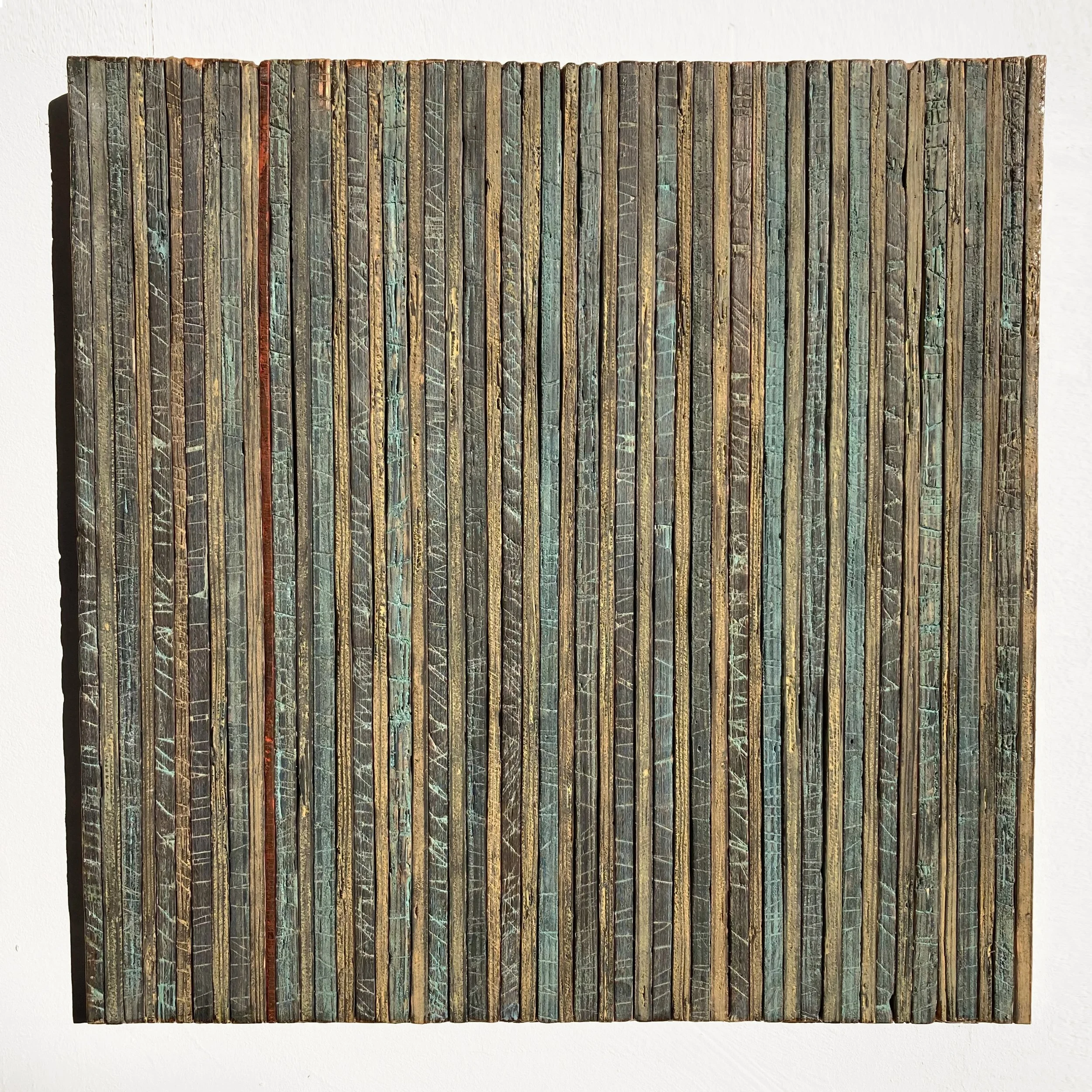 Thin Red Line, Plywood and enamel paint
60cmx60cm