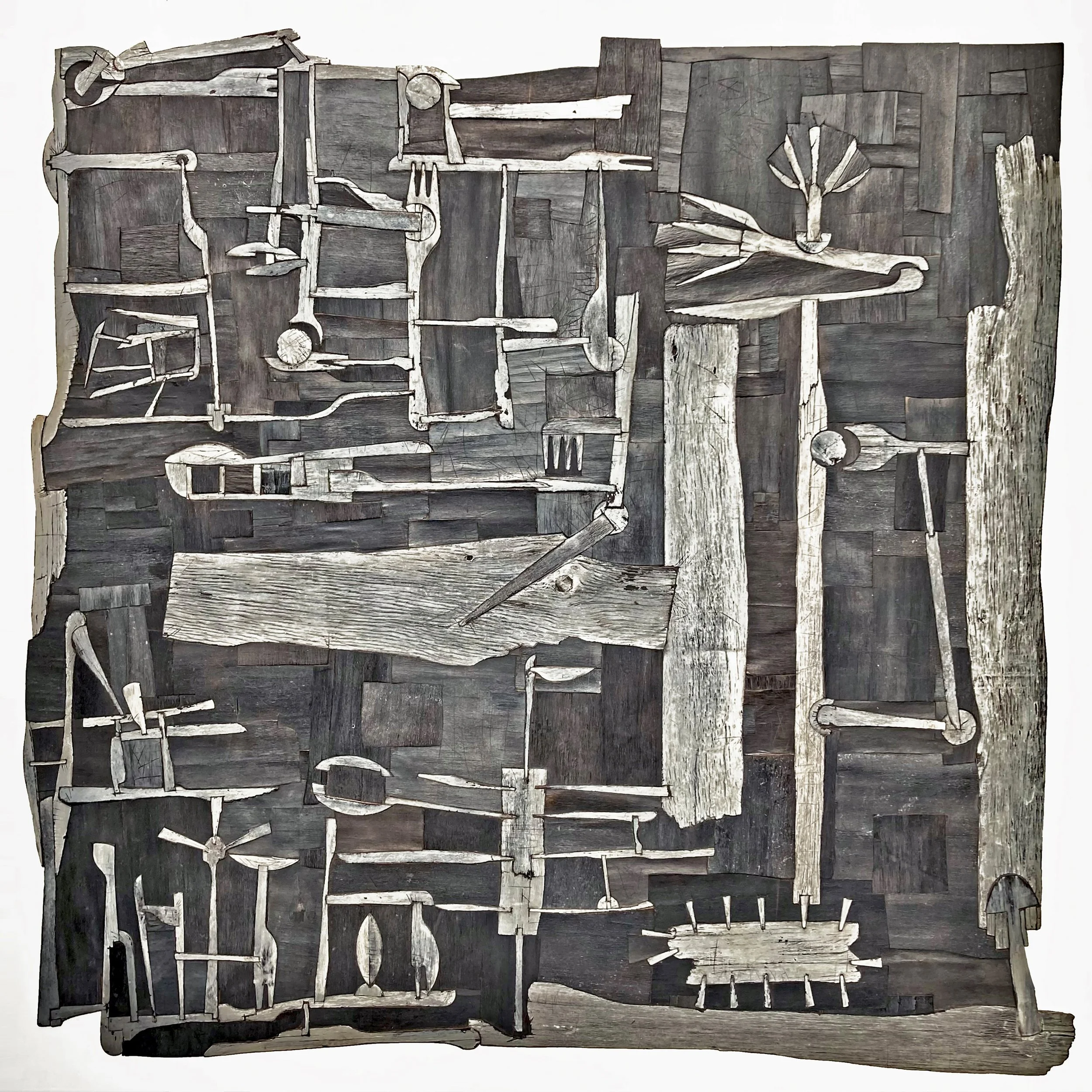 Orchestration, plywood and enamel paint 70cmx70cm