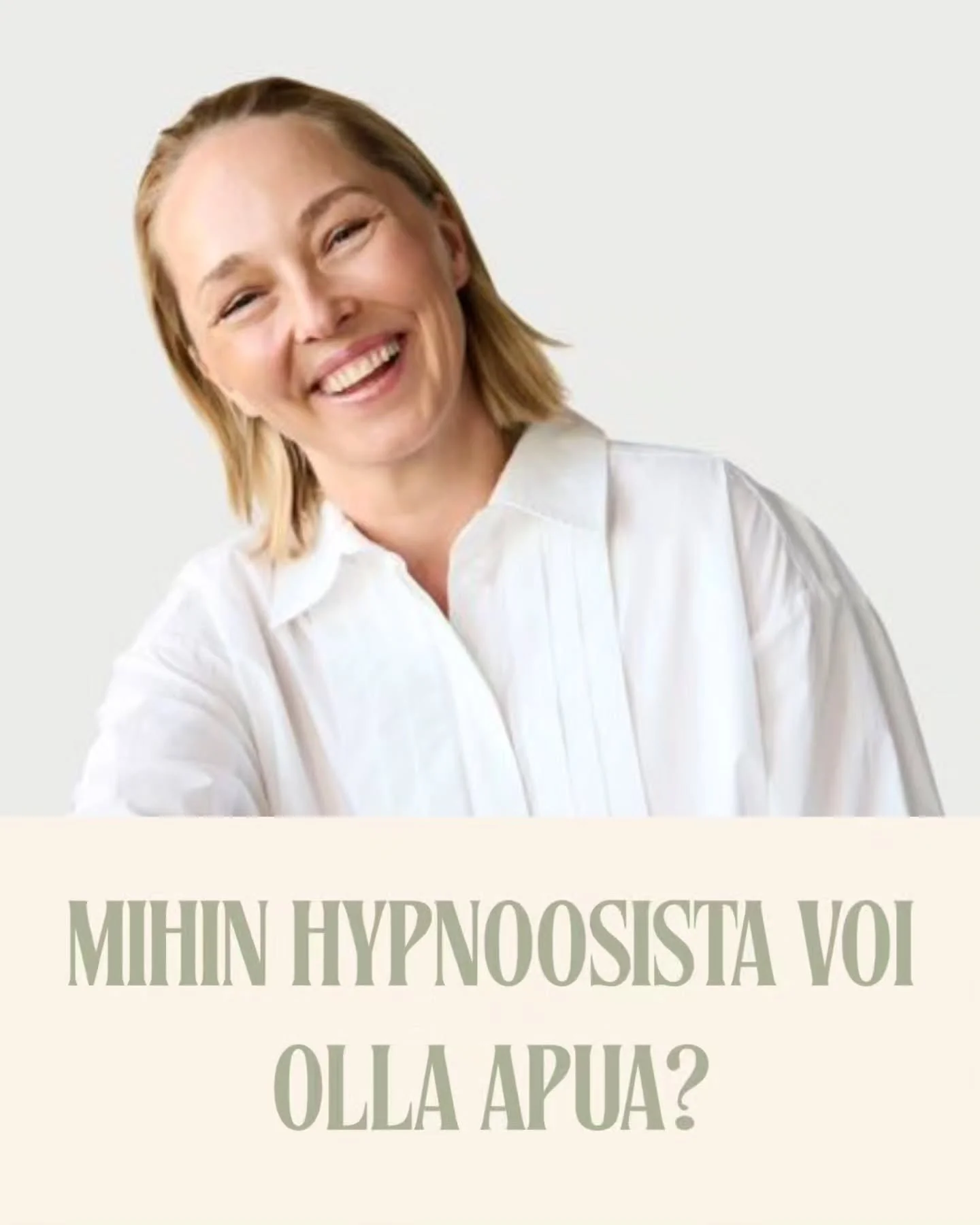 Mihin hypnoosista voi olla apua? ⬇️

Hypnoterapia ja mentaalivalmennus ovat erinomainen keino k&auml;sitell&auml;
monenlaisia henkisi&auml; ja fyysisi&auml; haasteita, kuten esimerkiksi

- Tottumukset ja tavat: tupakoinnin lopettaminen, painonhallint