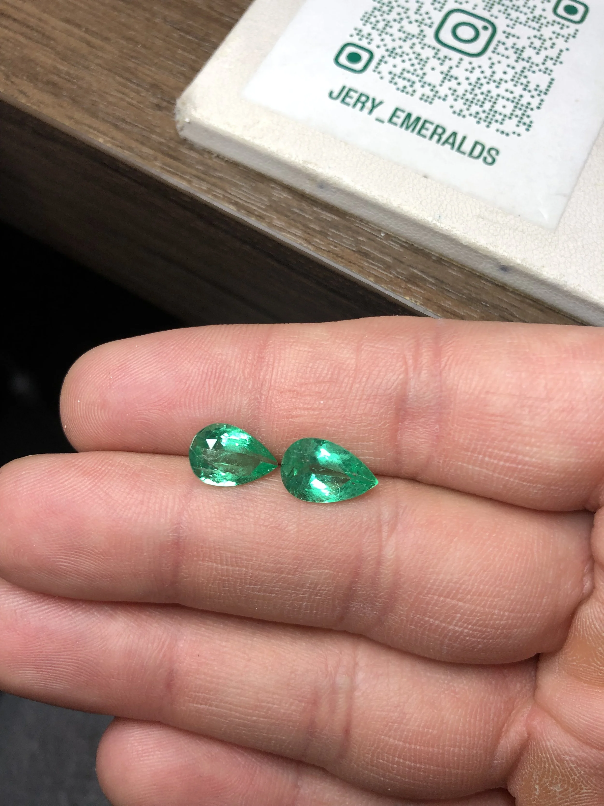 Natural Colombian Emerald Pear Pair