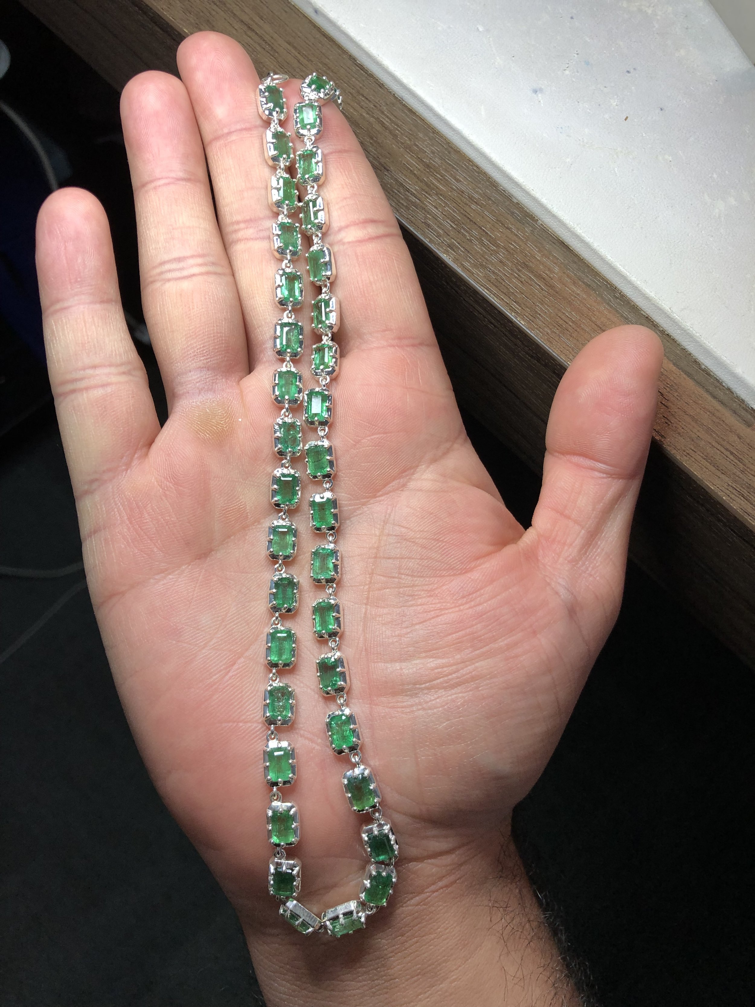 Emerald Silver Necklace