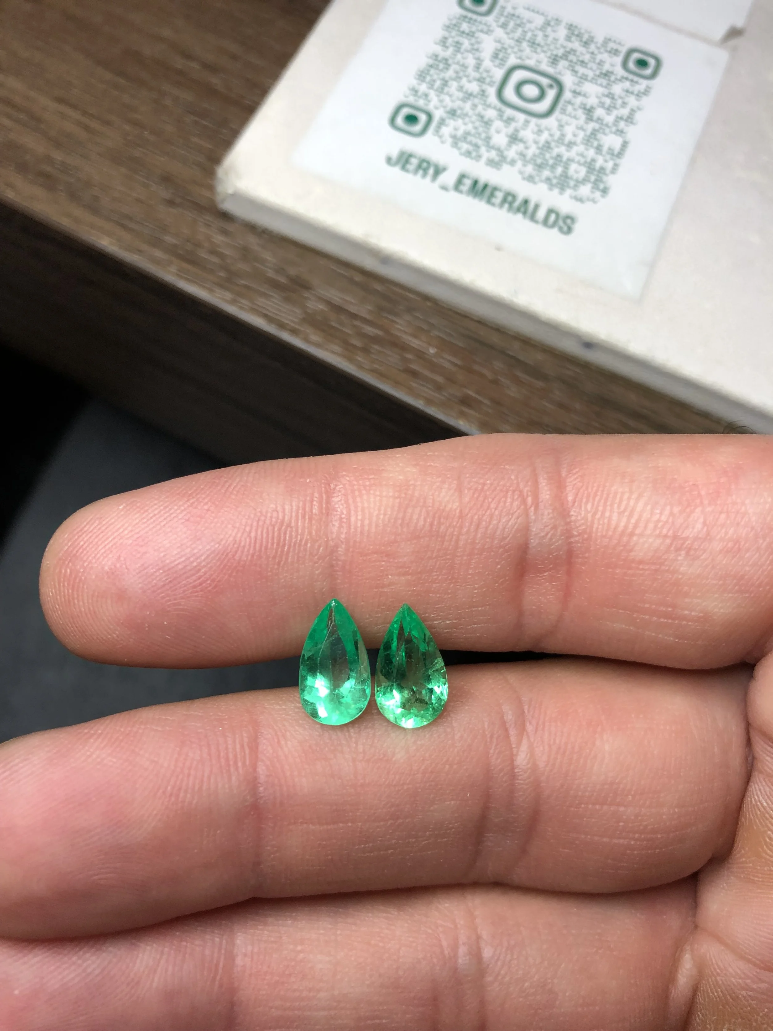 Natural Colombian Emerald Pear Pair