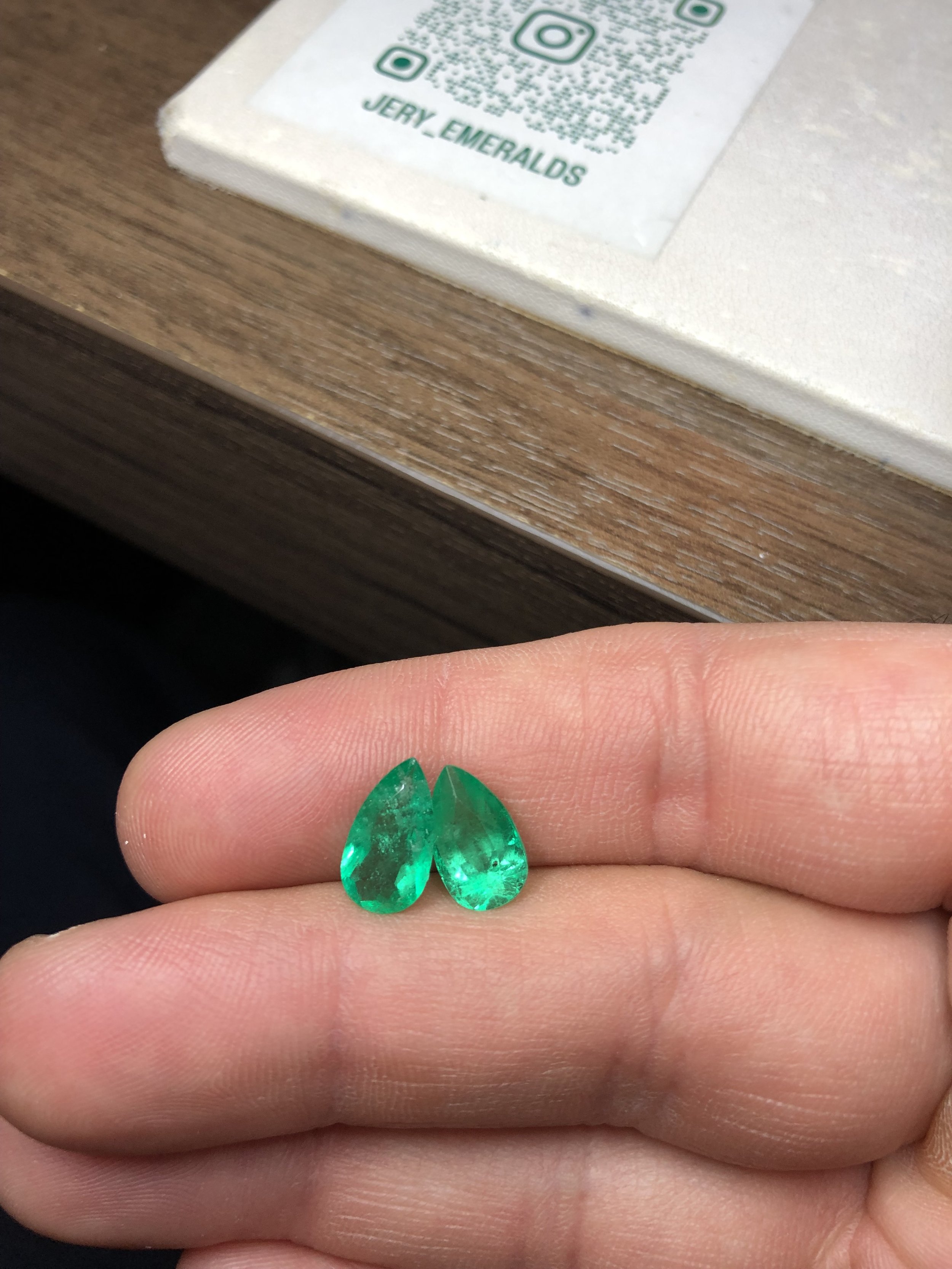 Natural Colombian Emerald Pear Pair