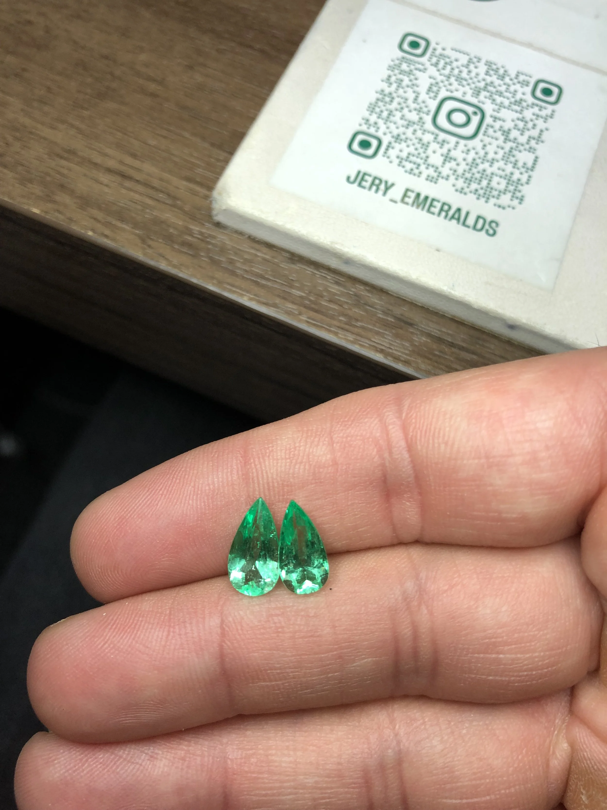 Natural Colombian Emerald Pear Pair