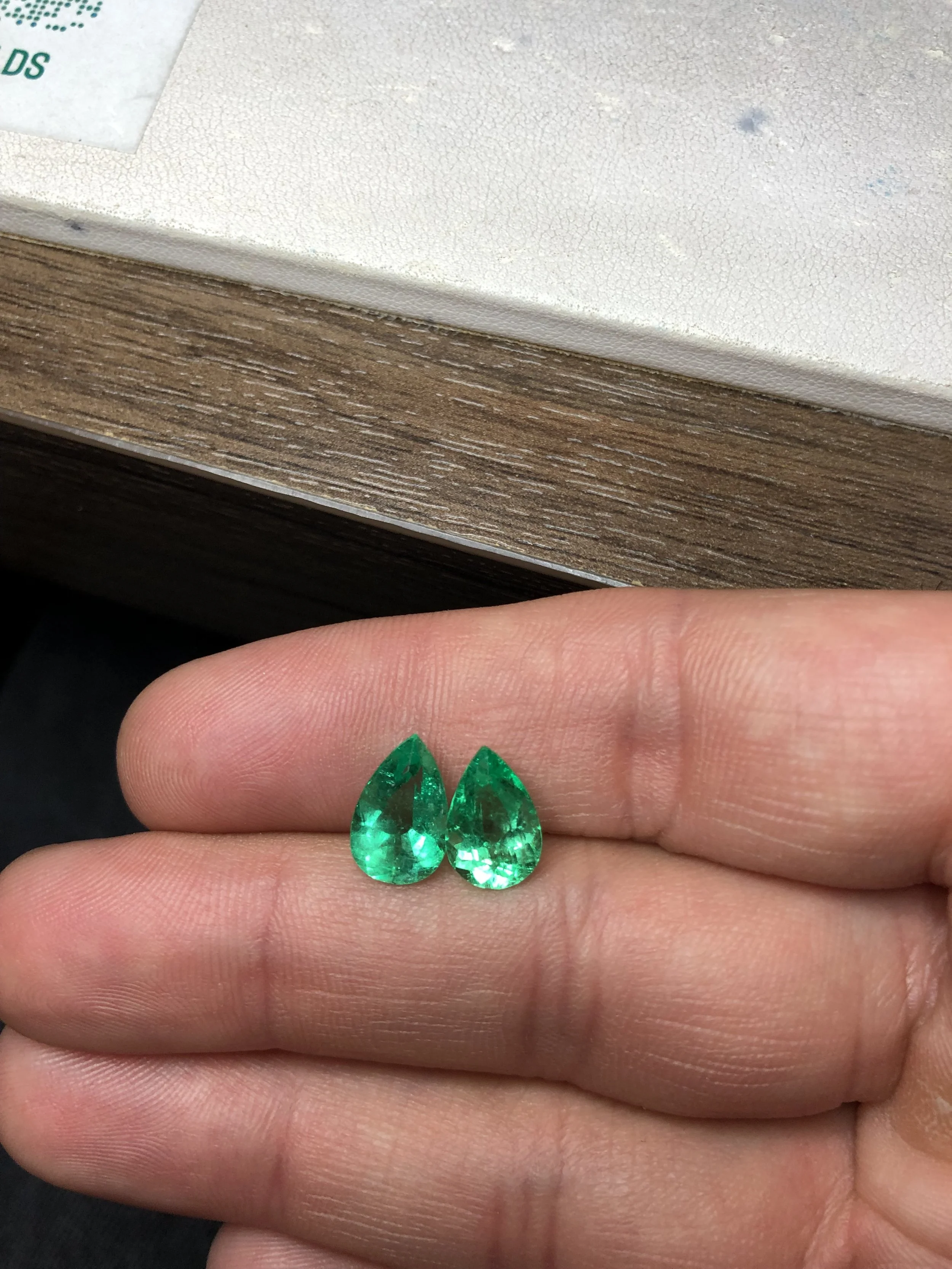Natural Colombian Emerald Pear Pair