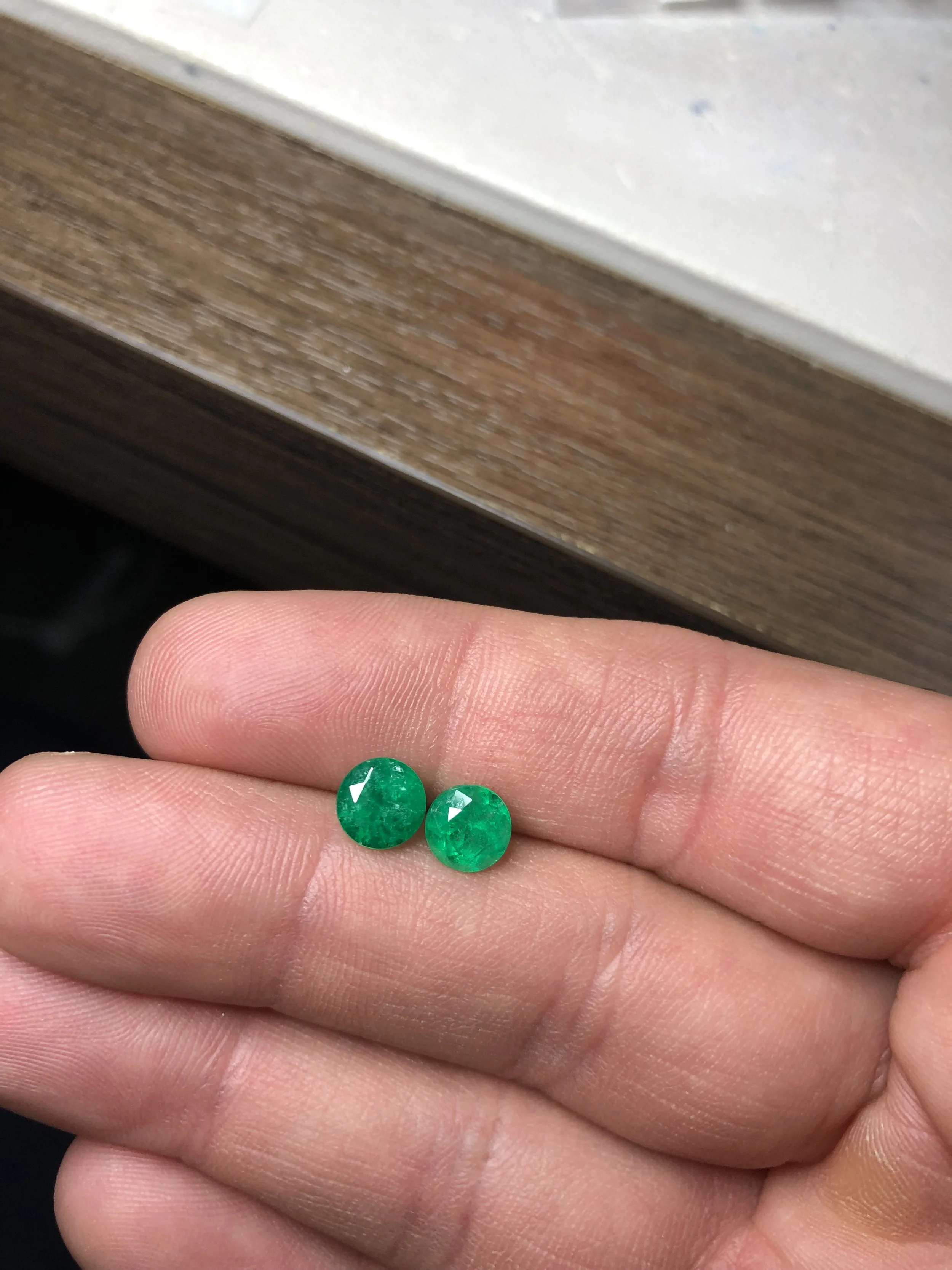 Natural Colombian Emerald Round Pair