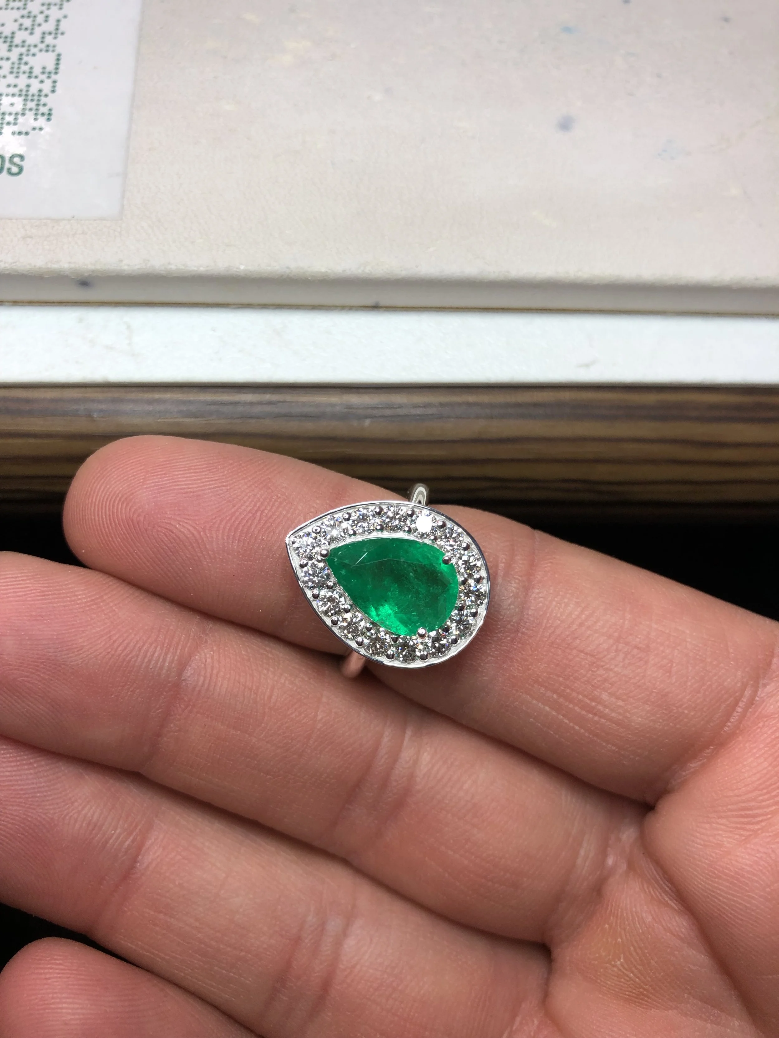 Emerald Diamond Ring Pear