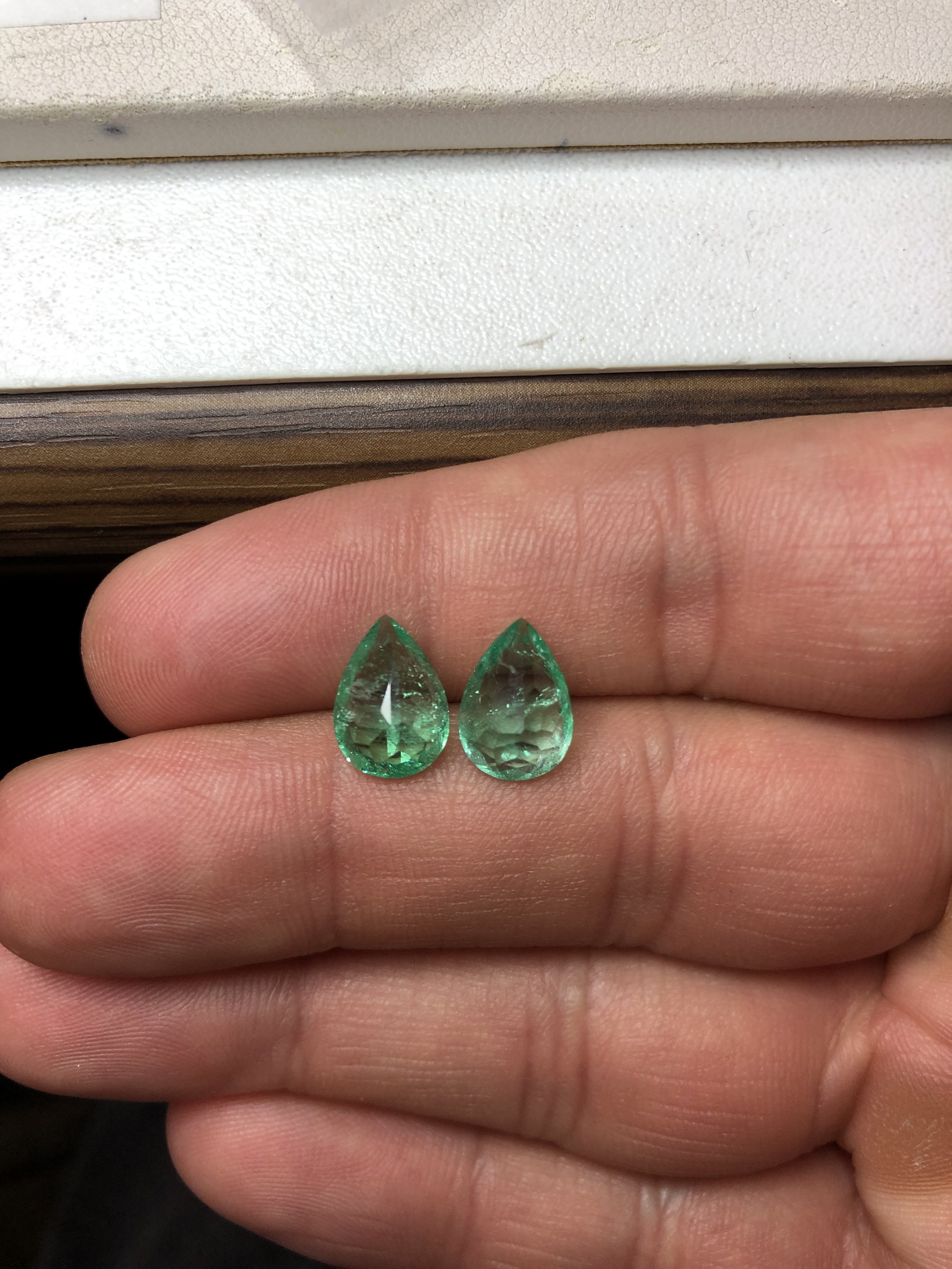 Natural Colombian Emerald Pair (Pear-shaped)