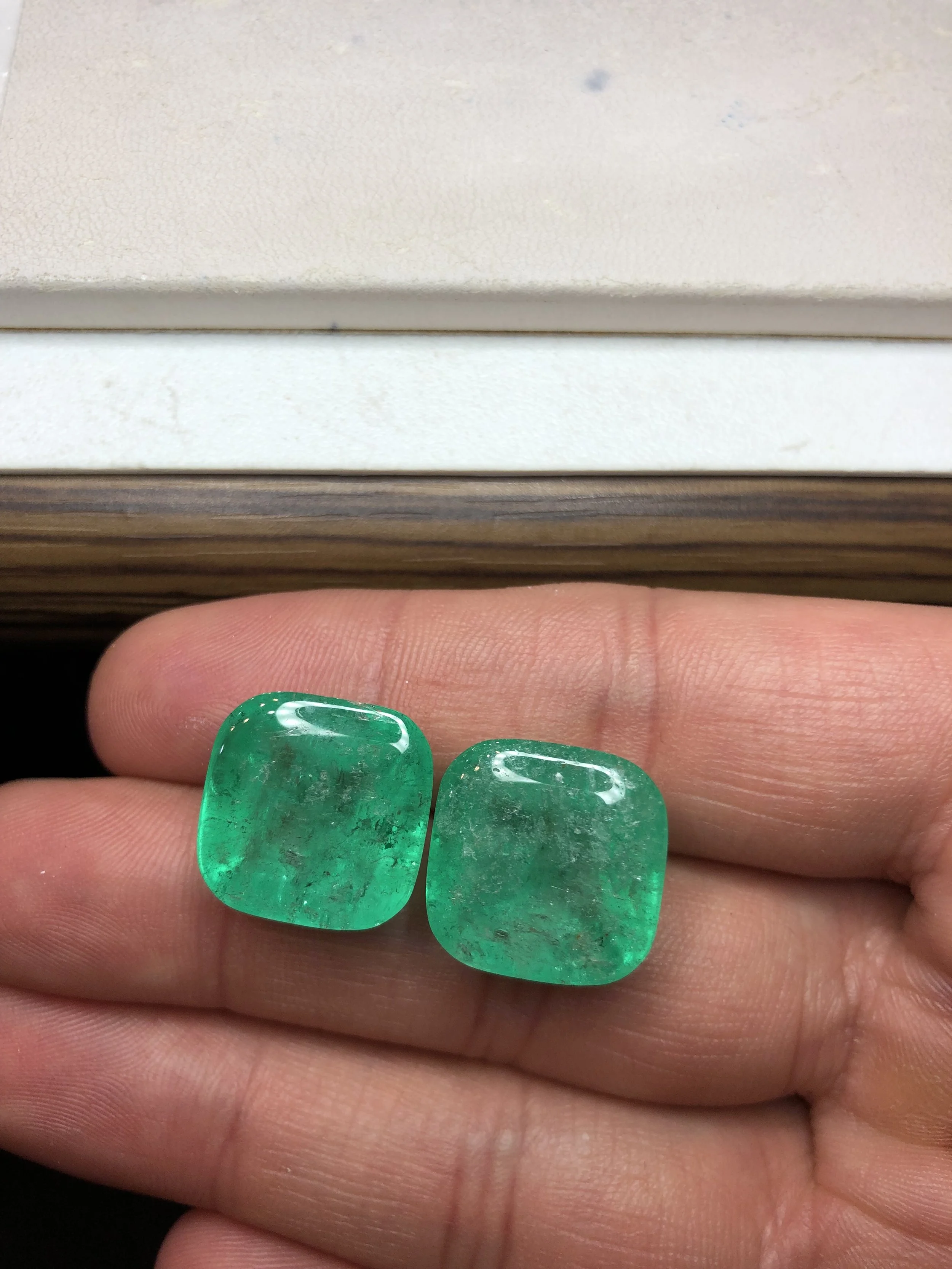 Natural Colombian Emerald Sugar Loaf Pair