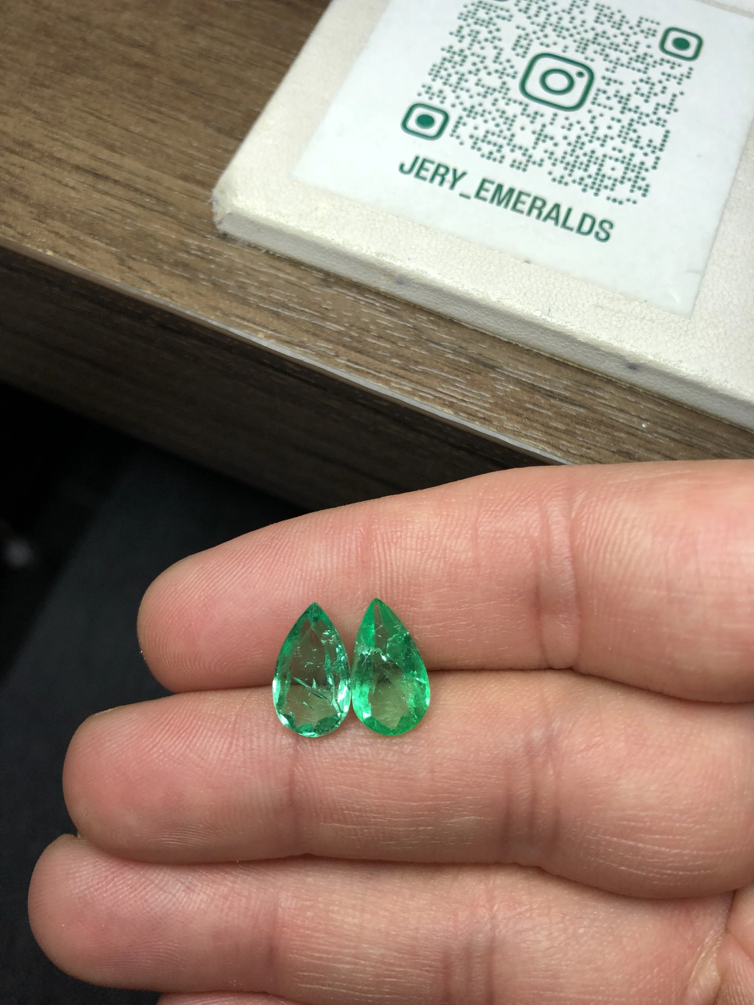 Natural Colombian Emerald Pear Pair