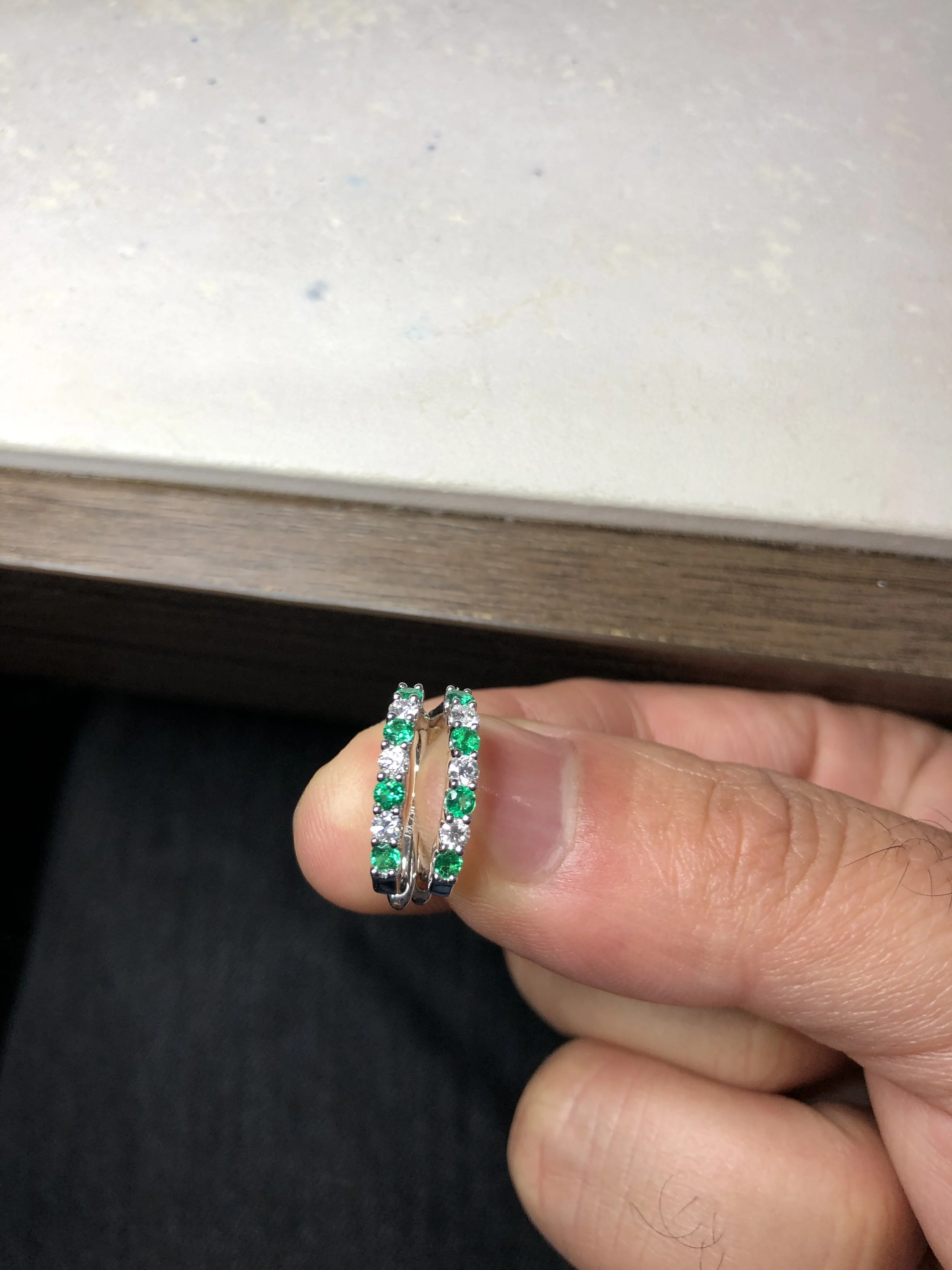 Natural Emerald Loop Earrings