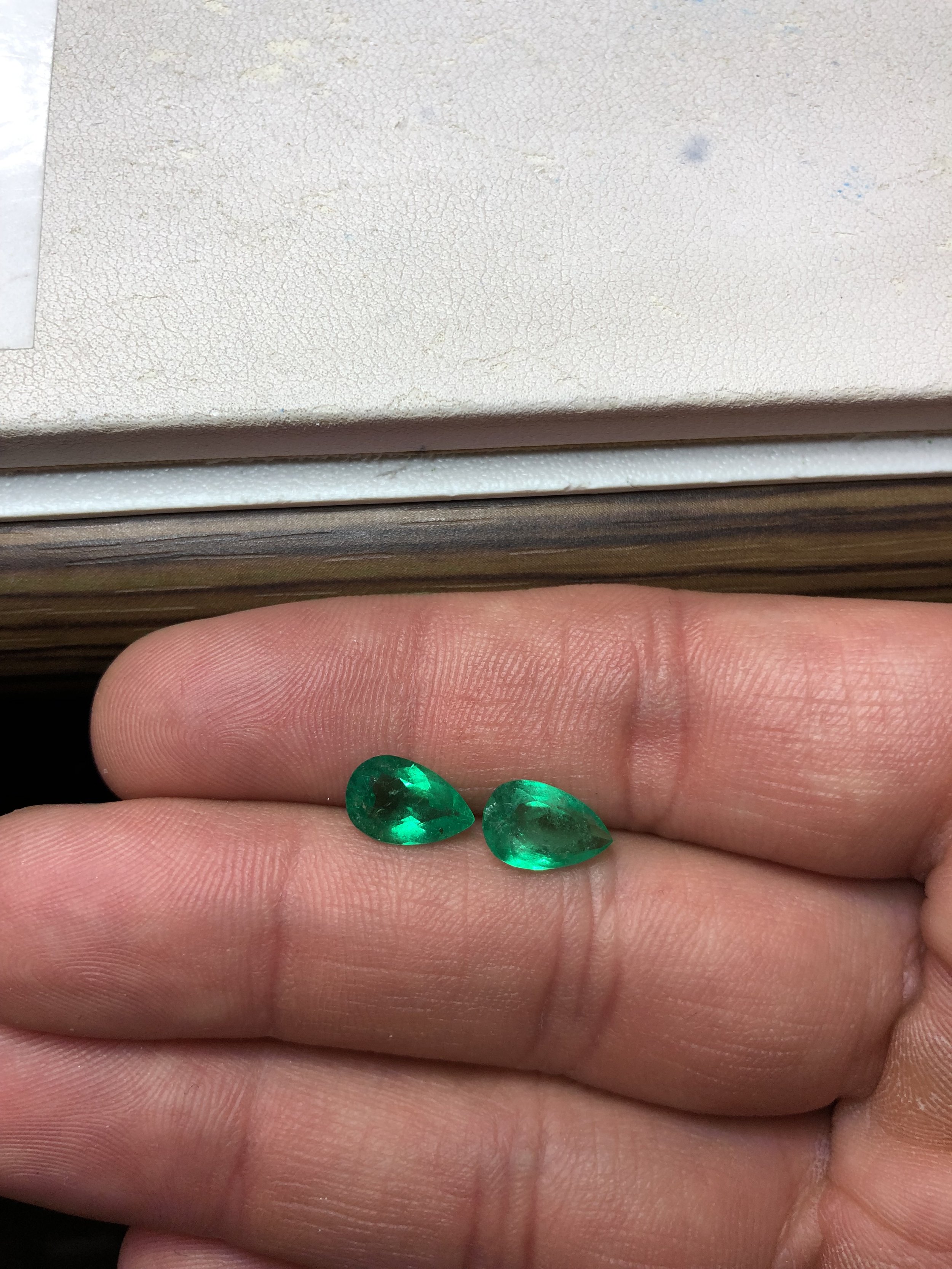 Natural Colombian Emerald Pear Pair