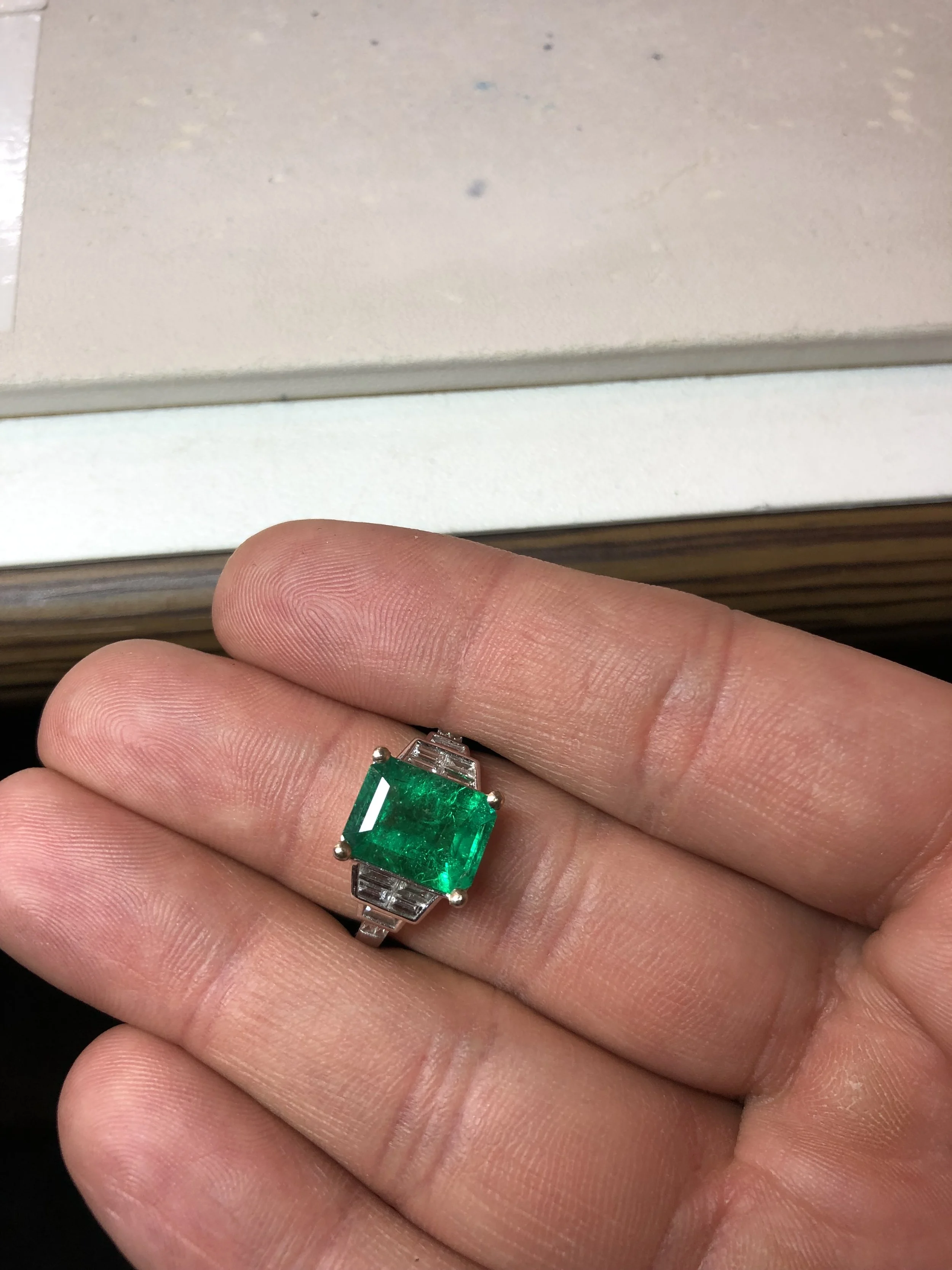 Natural Colombian Emerald Cut Ring