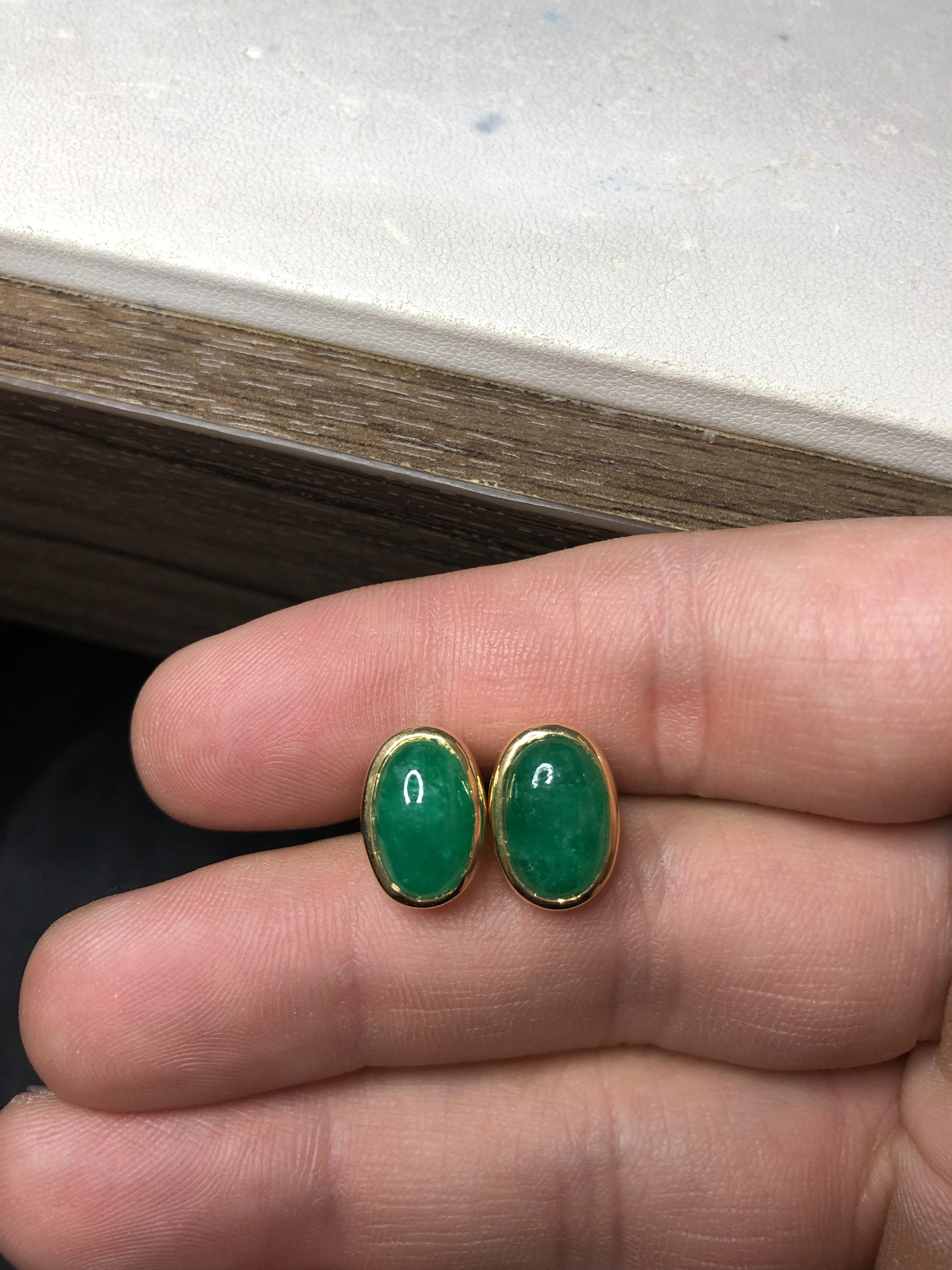Emerald Oval Earrings Studs