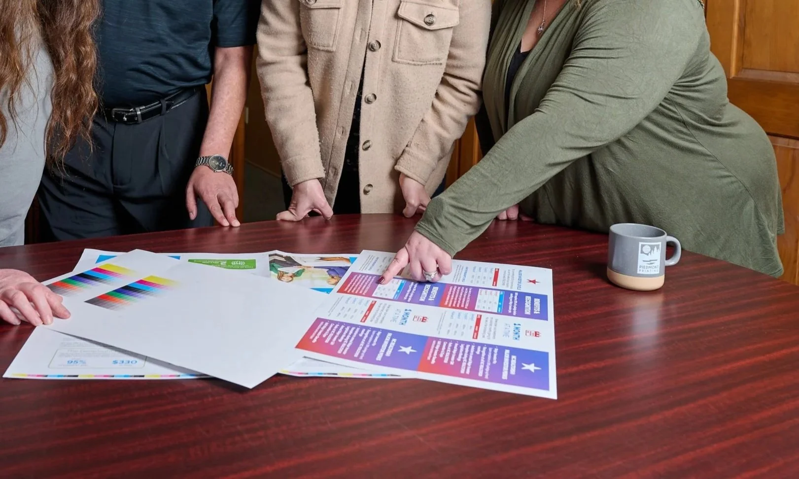 team working on design
