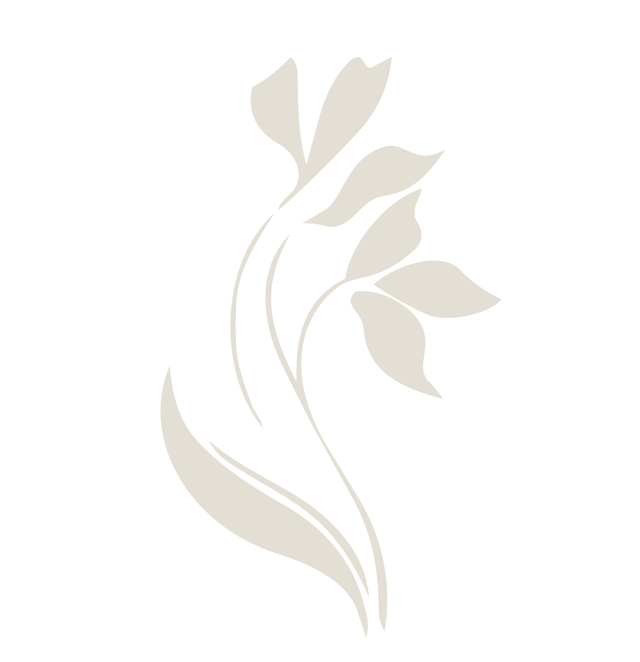 Black and white stylized illustration of a flower with leaves