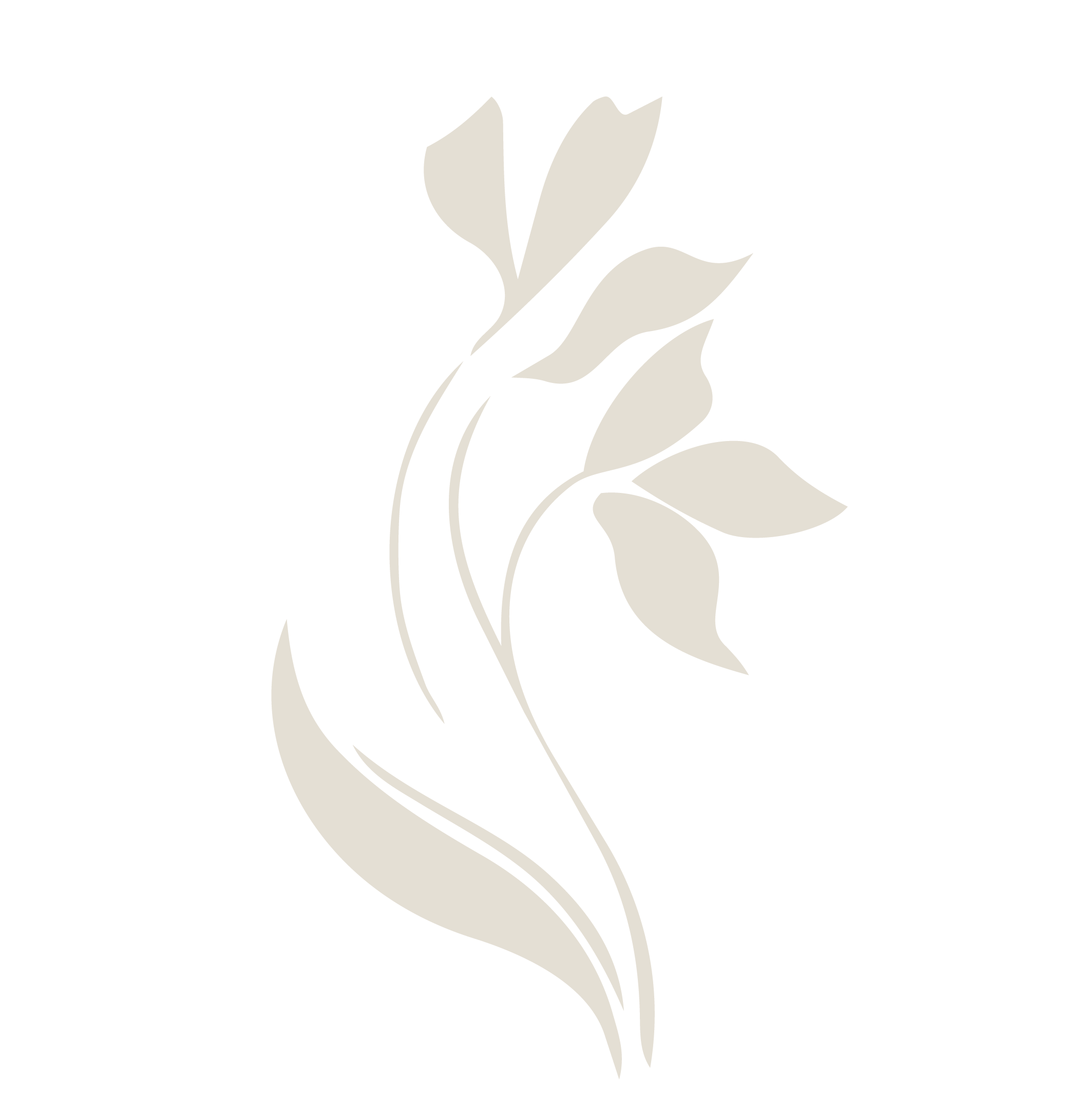 Black and white abstract floral design with curved and pointed shapes.