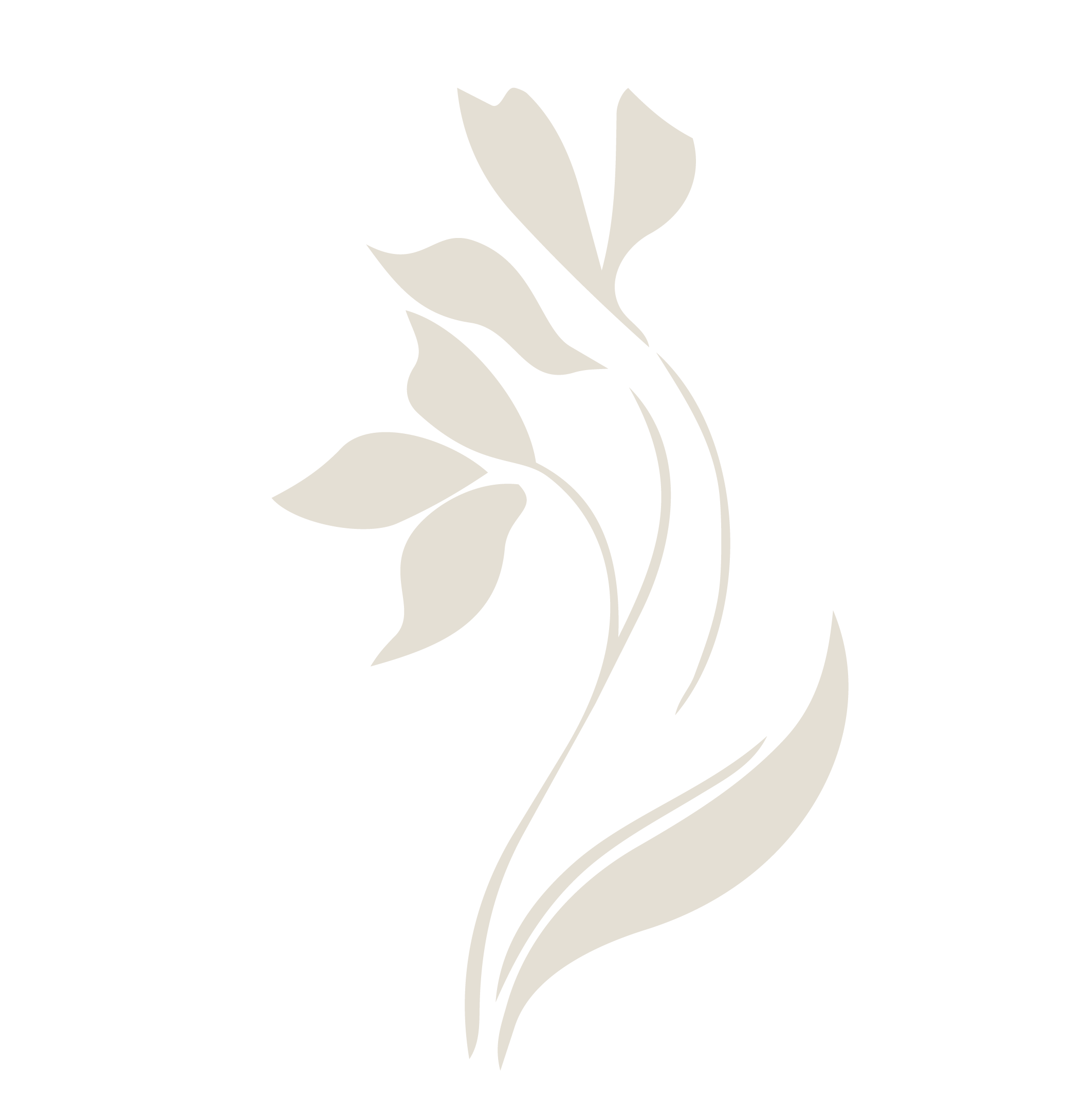 Black background with stylized light beige flower with multiple petals and flowing stems