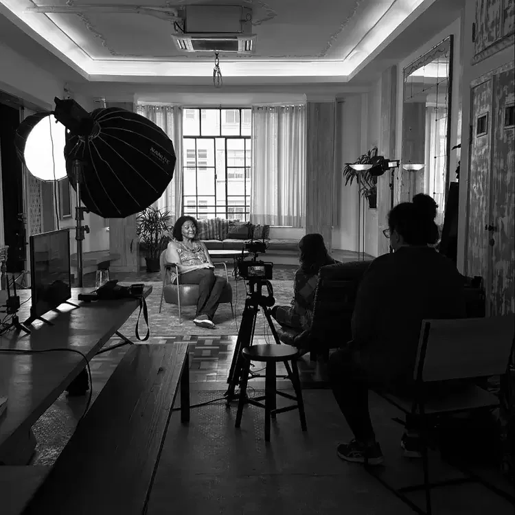 Making of de gravação de depoimento empresarial.