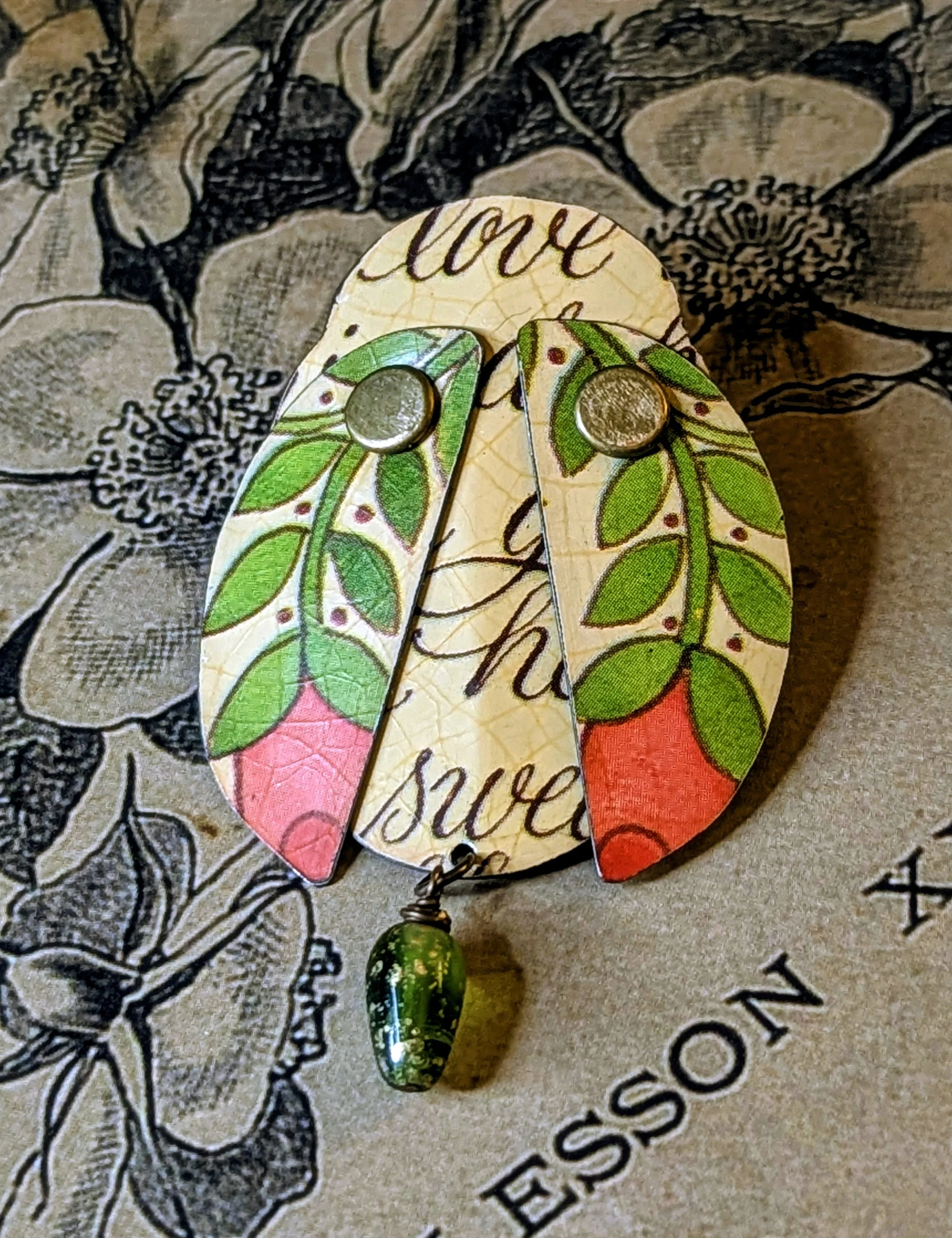 Vintage tin brooch - lovebug