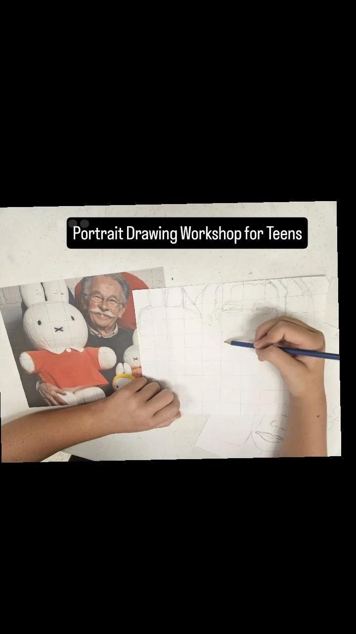 Session 1 of our Portraits workshop for teenage artists was a success! We learned about facial proportion, grid methods for drawing, "drawing on the right side of the brain," and my personal tips and tricks for great art. I'm excited to com