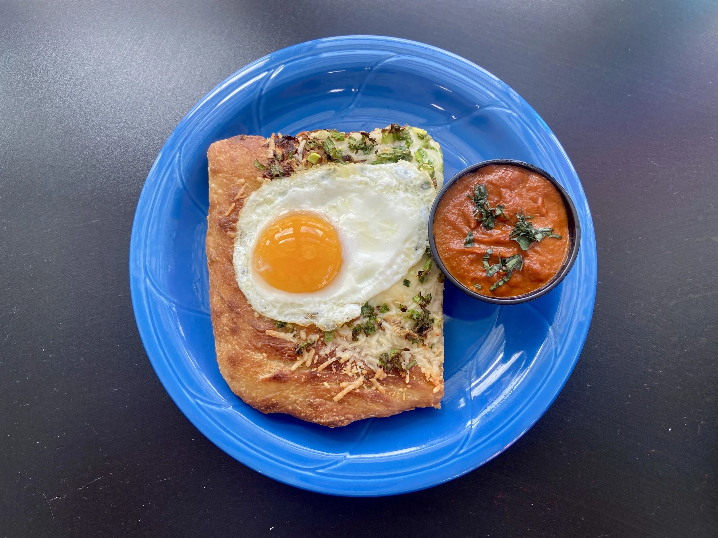 Eggs and purgatory focaccia Southwest Savories.JPG