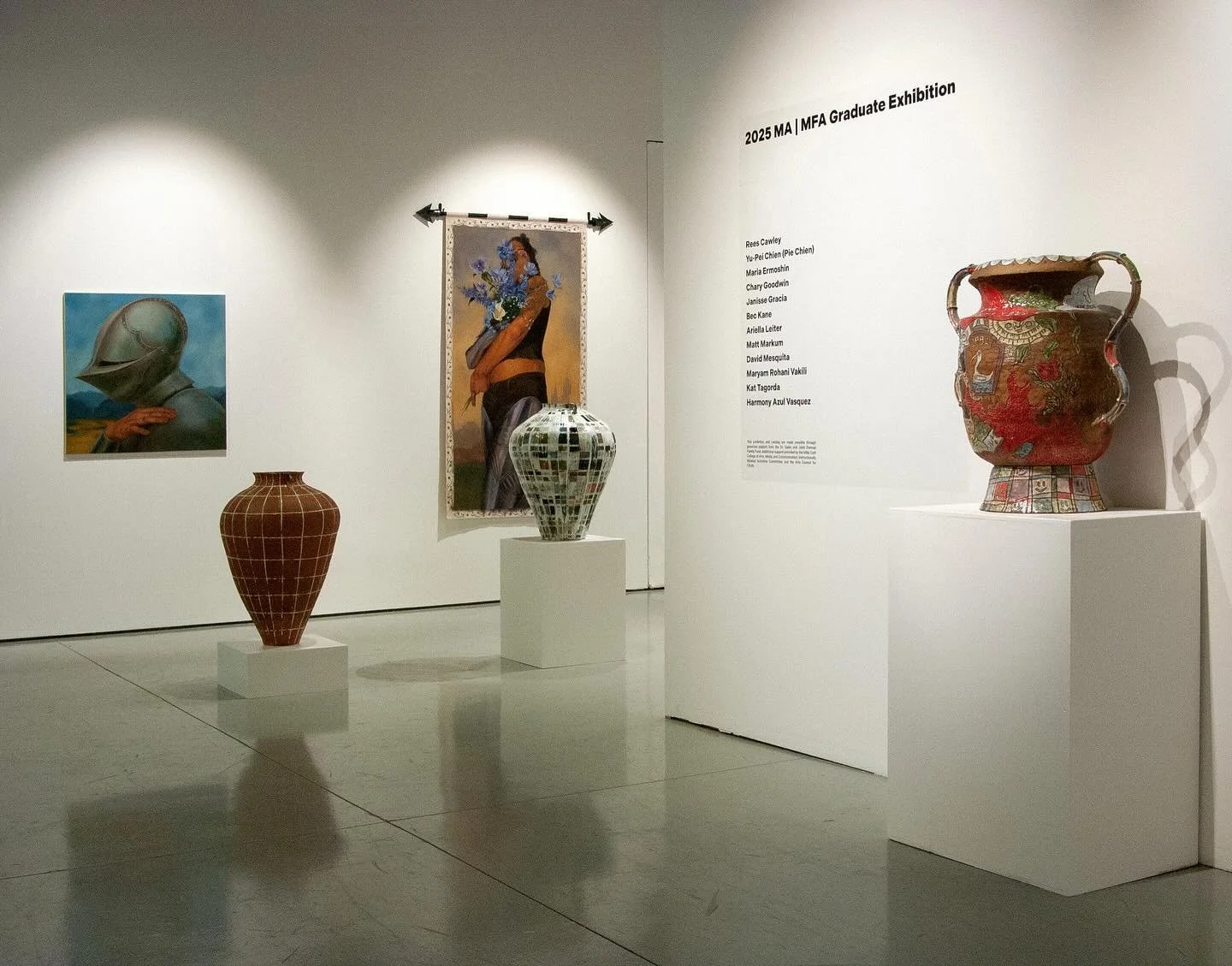 photos of my install for our 2025 MA|MFA Graduate Exhibition ⚔️

beyond grateful to have exhibited with and worked along side these amazing people !! 

shout out to @strawberryprincessonfire &lsquo;s amazing ceramic vessels! 

thank you Oscar Jimenez