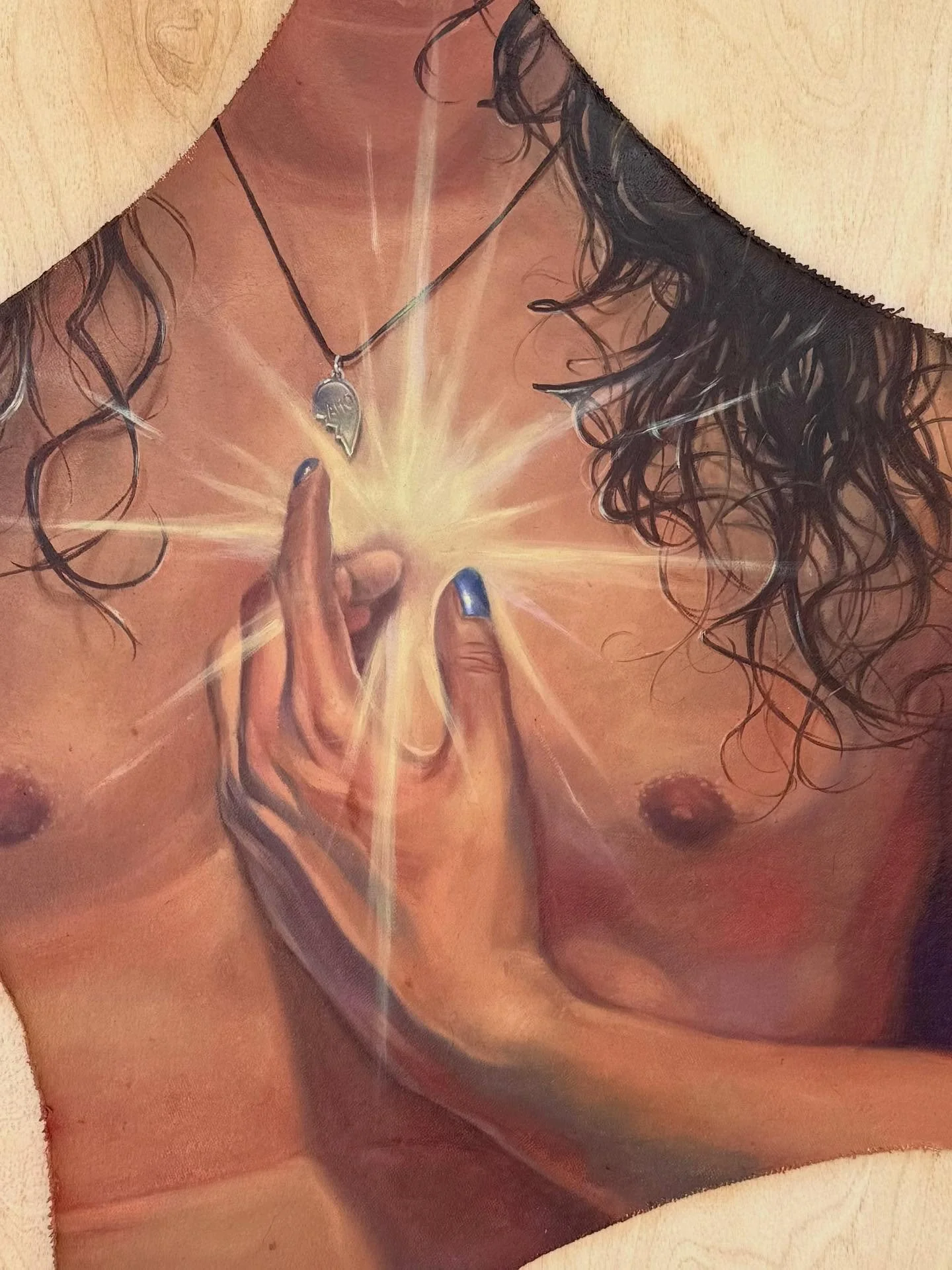 &ldquo;to be lost in your divine light&rdquo;, oil on canvas, 25&rdquo;x 26&rdquo;, 2026

A love so deep is terrifying. Who would ever leave themselves so vulnerable to injury? 
Yet your warmth, it radiates through my entire body. I wish the rest of 