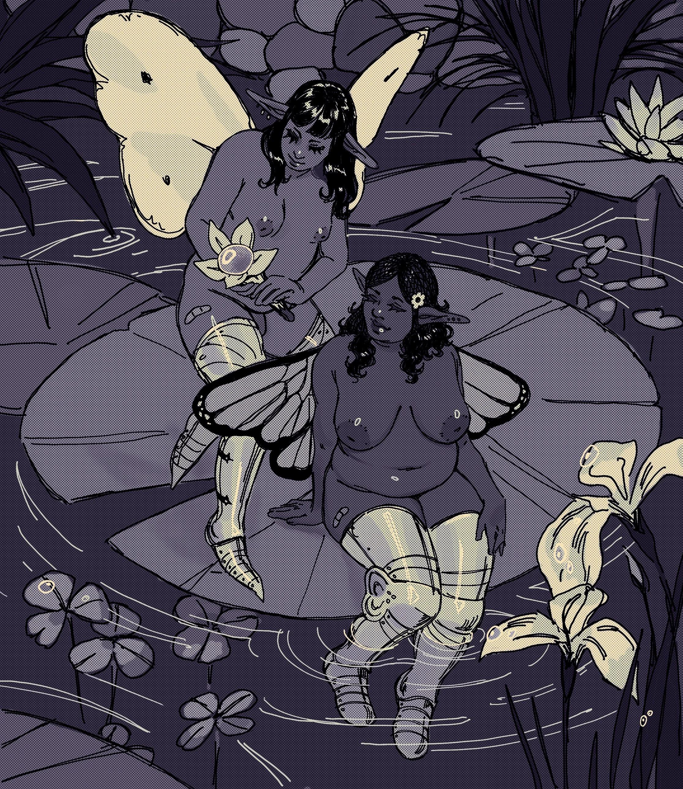 Fairies at the Pond, 2026, Digital Illustration