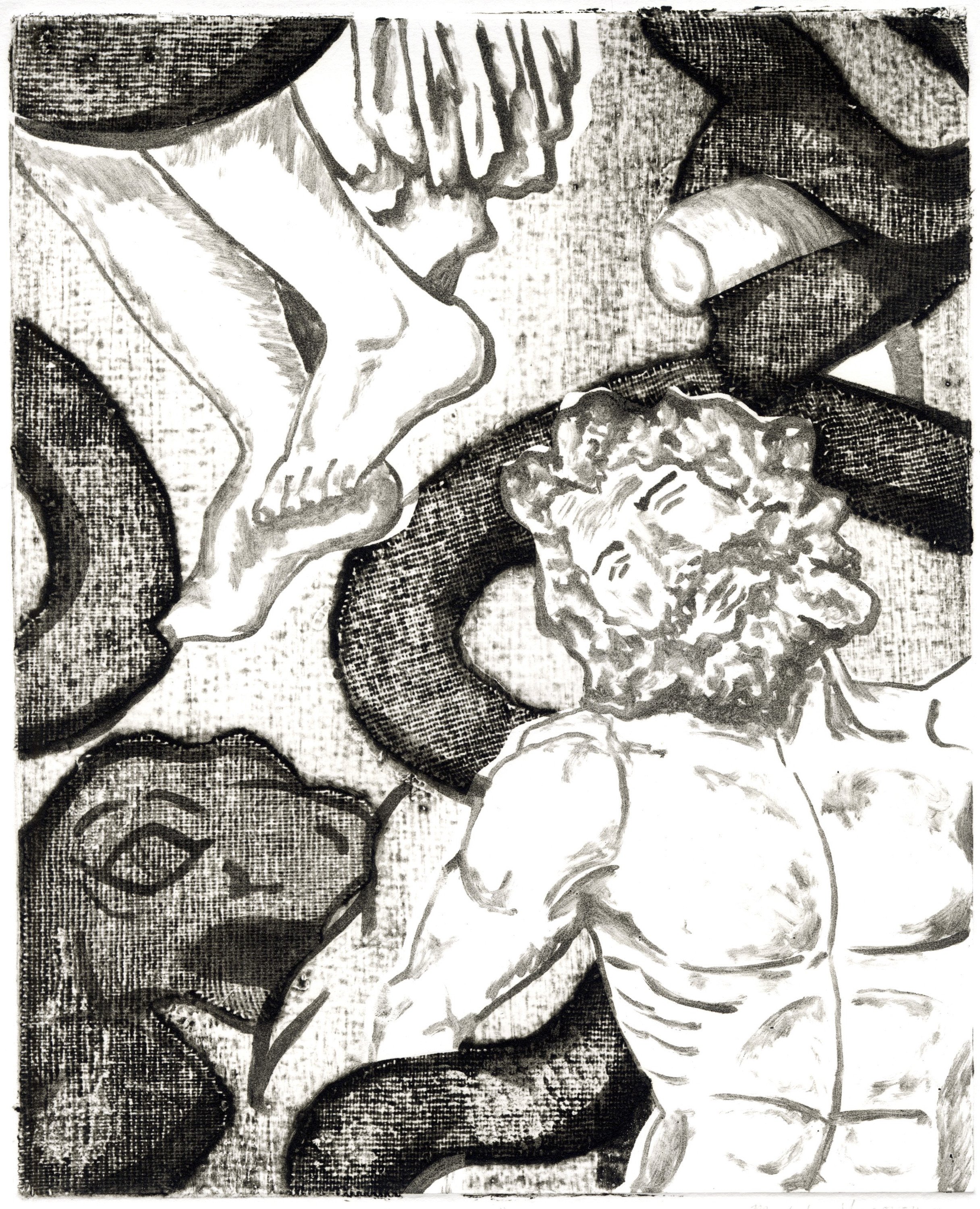 Laocoön III (2022) - Collagraph and monotype