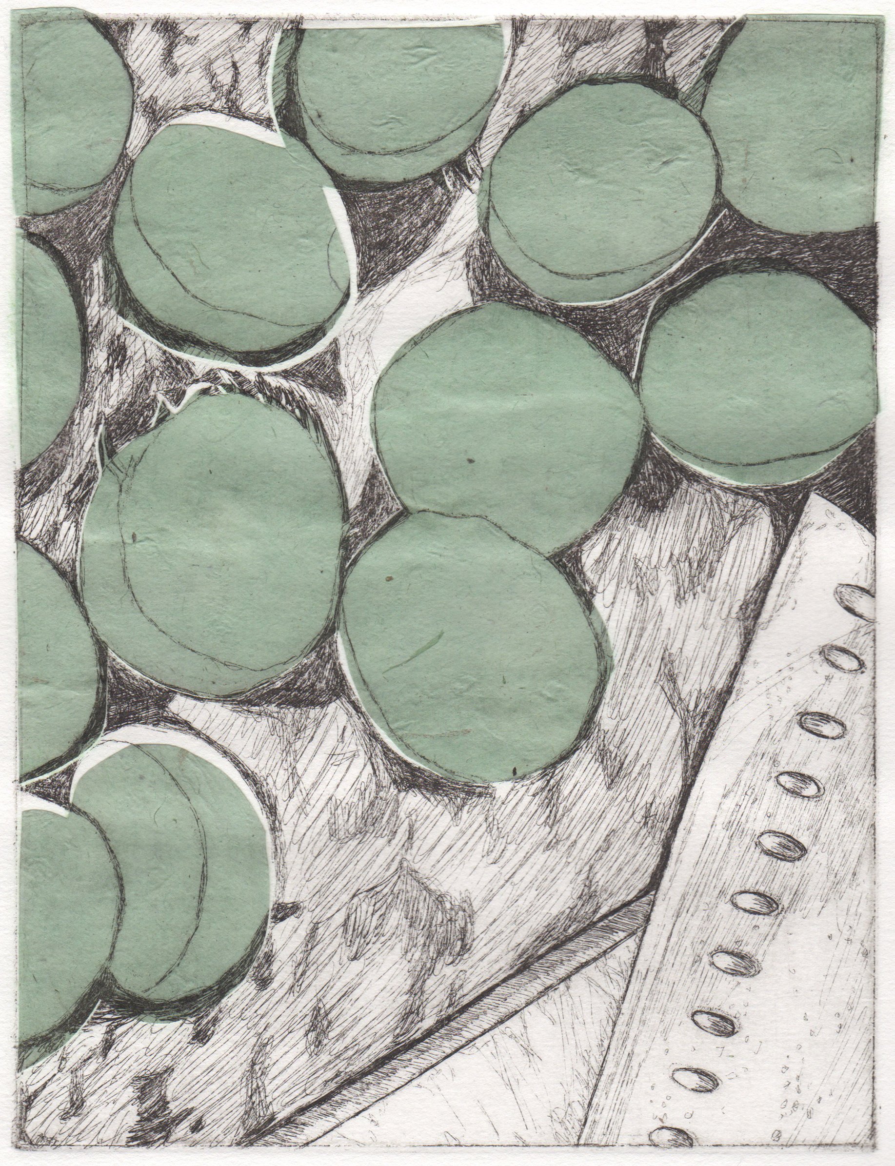 Limes State III (2023) - etching and Chine-collé