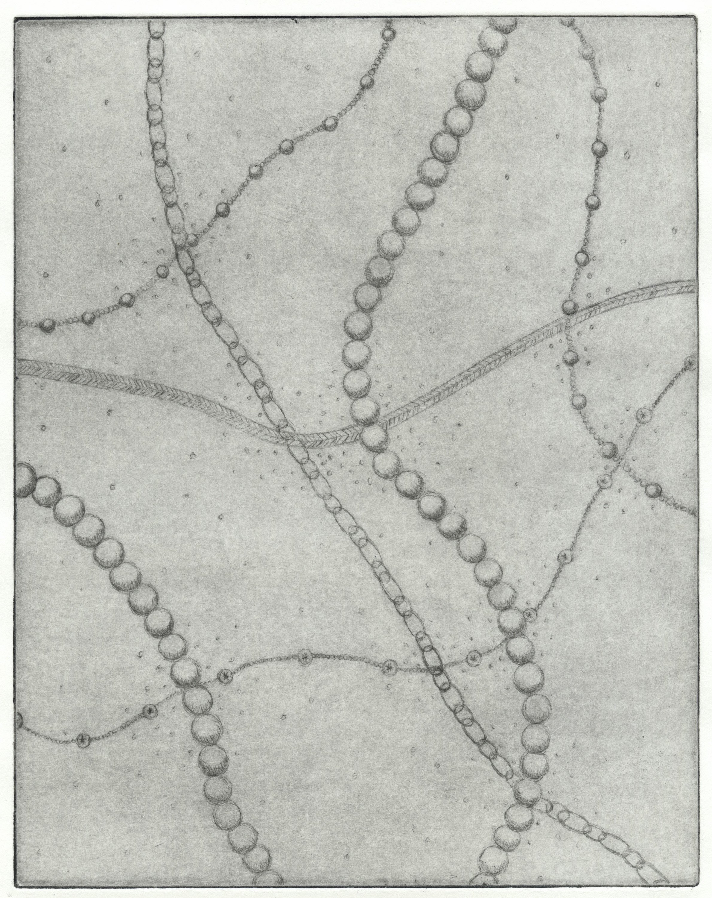 "Beads" (2021) - Drypoint on paper