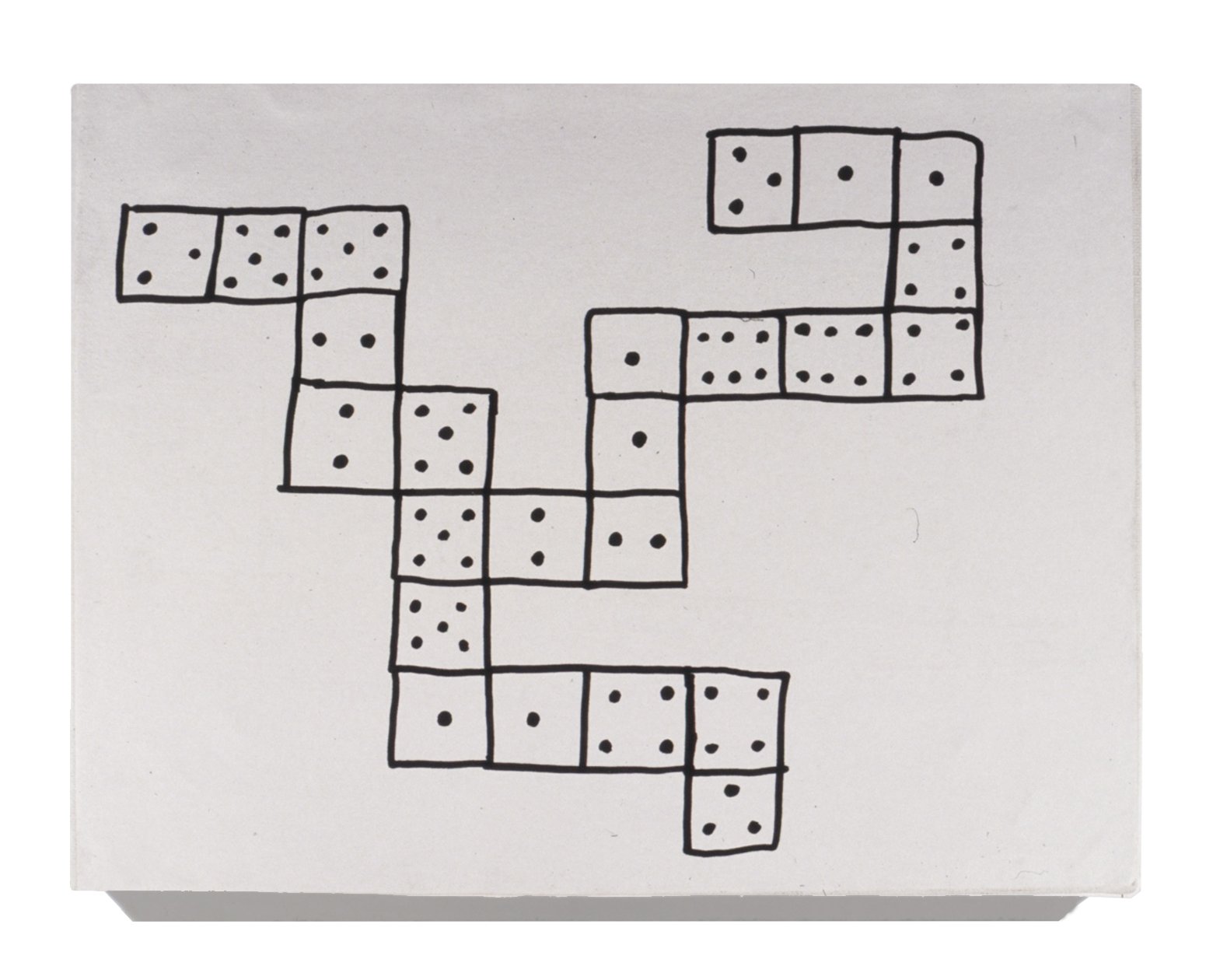 Drawings on Domino Motif, Detail, 8.5h x 11w x 1d, 1991, UC Davis