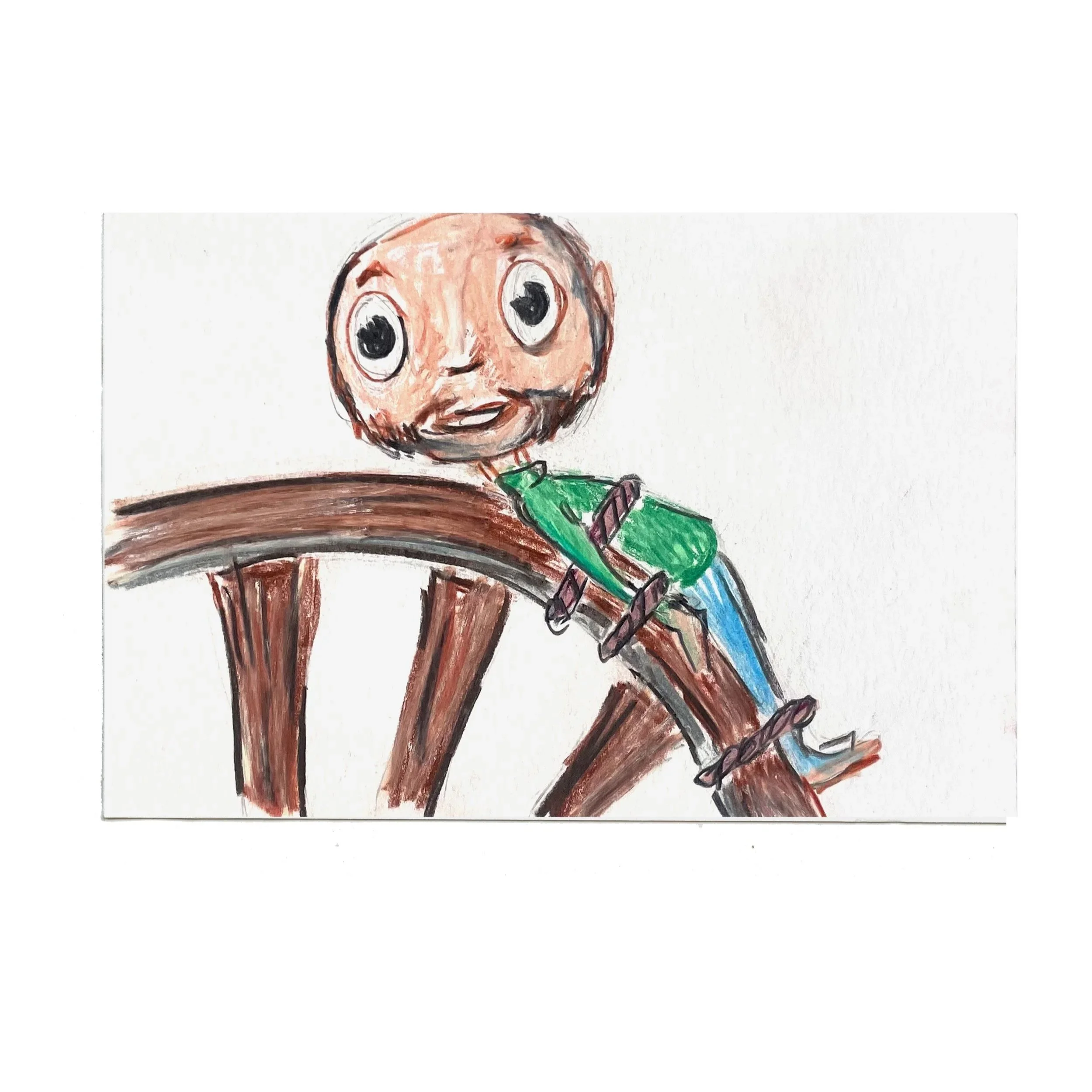 On the Breaking Wheel, 2025, 4x6, Color Pencil on paper