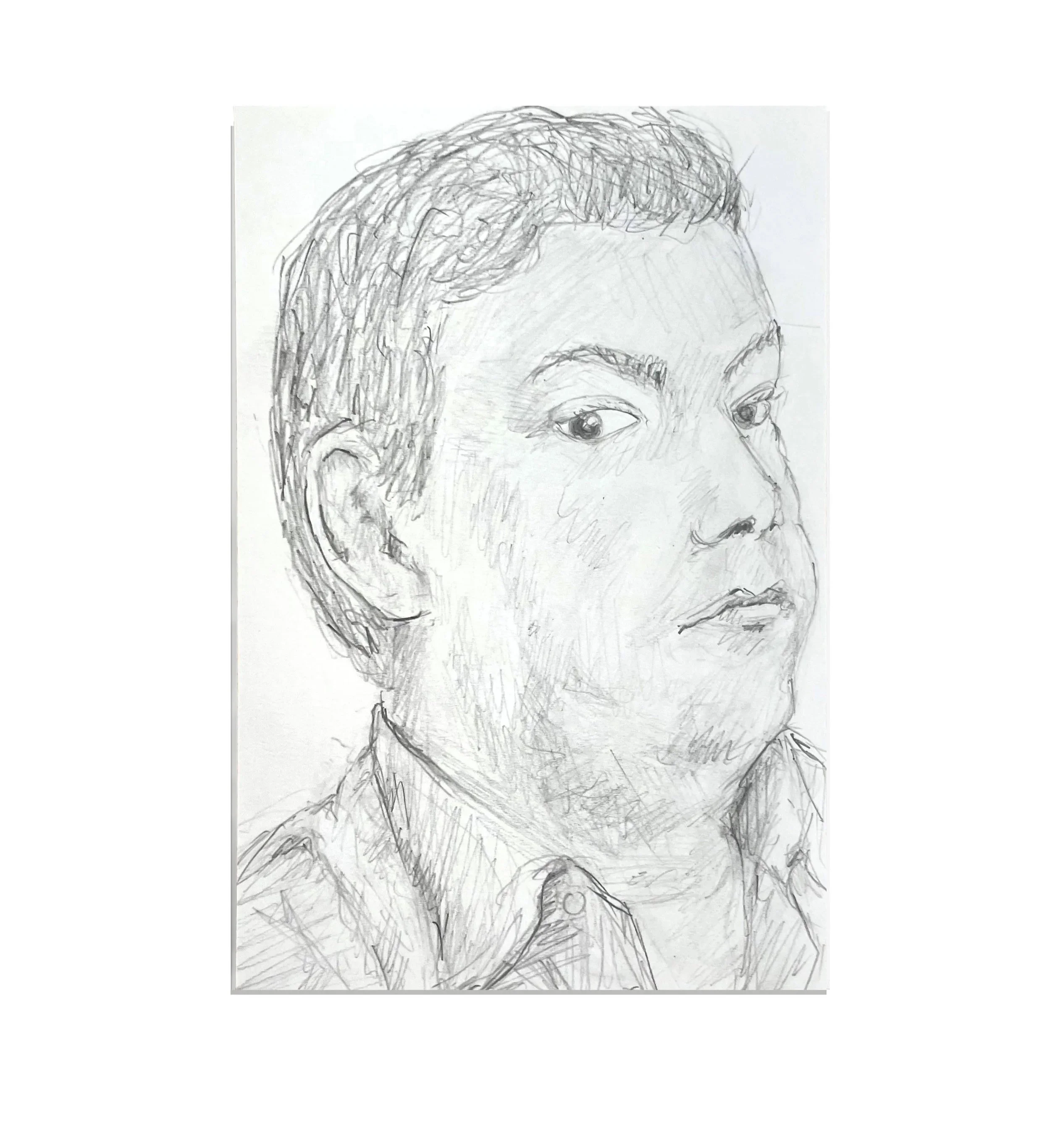 Thomas Piketty, 6 x 4, graphite on paper, 2024