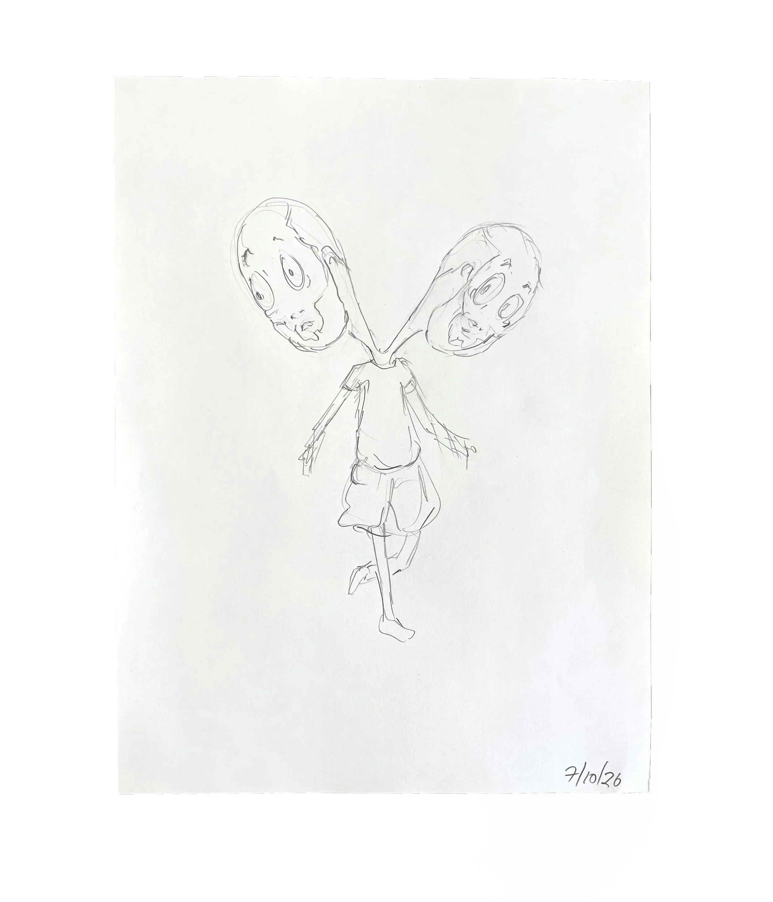 Two Heads, 12 x 9, graphite pencil on paper, 2026