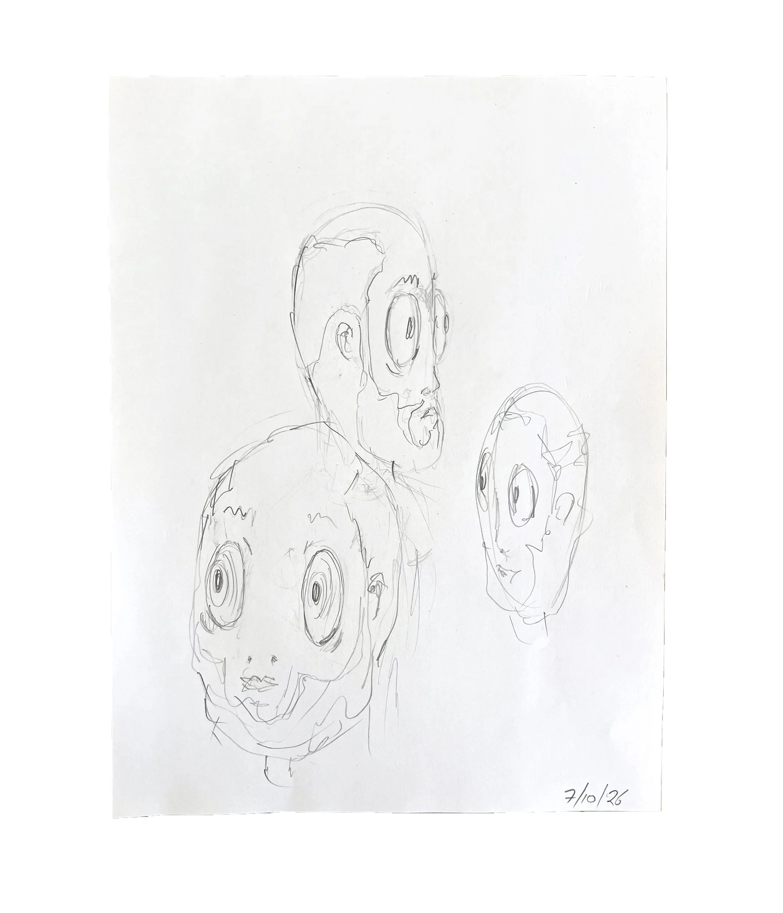 Heads, 12 x 9, graphite pencil on paper, 2026