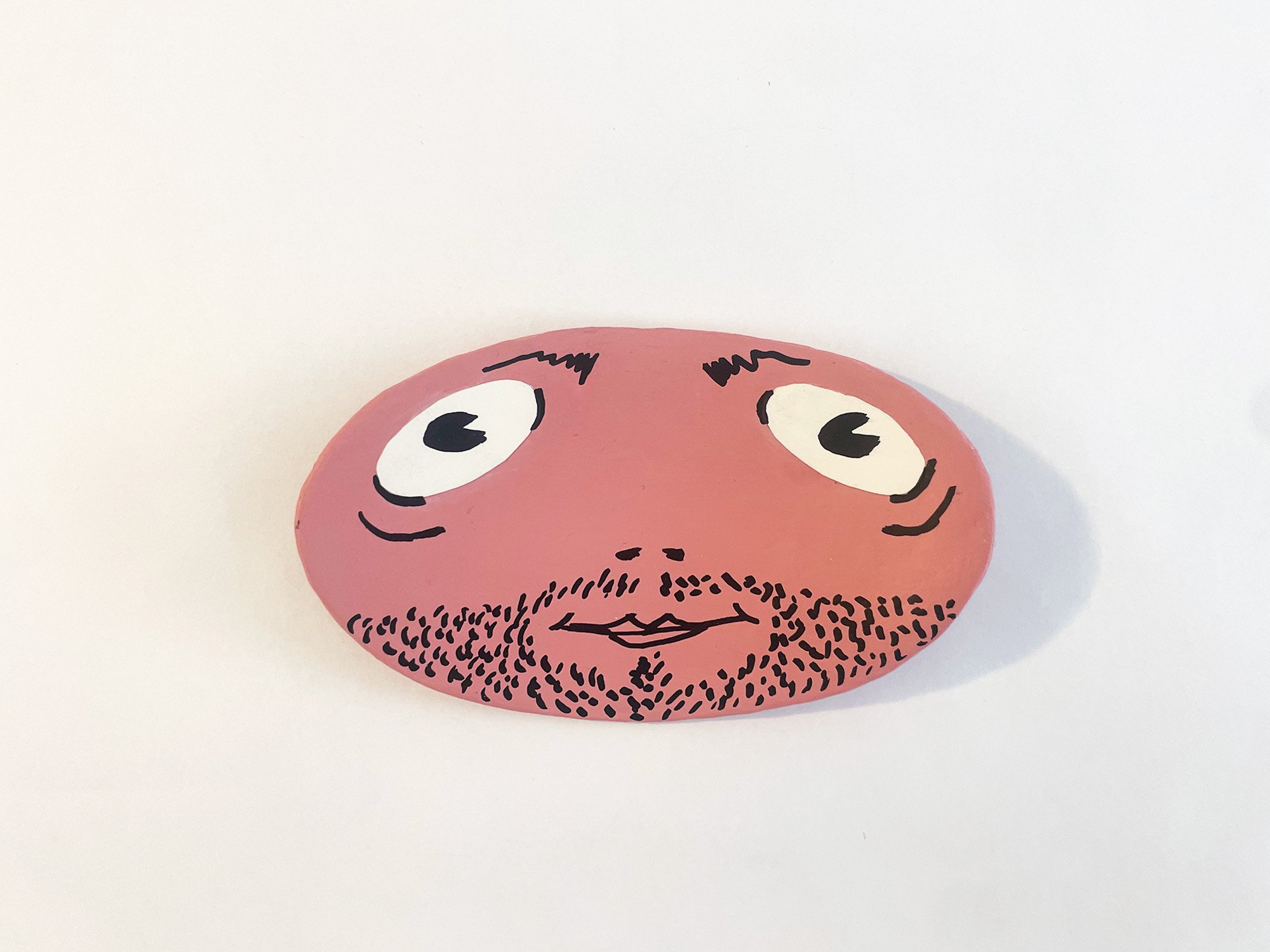 Floppy Face #5, 5 x 3 1/8, cardboard, acrylic, medium, acrylic, gouache, acrylic paint pen, ColorAid paper, glue, 2026 