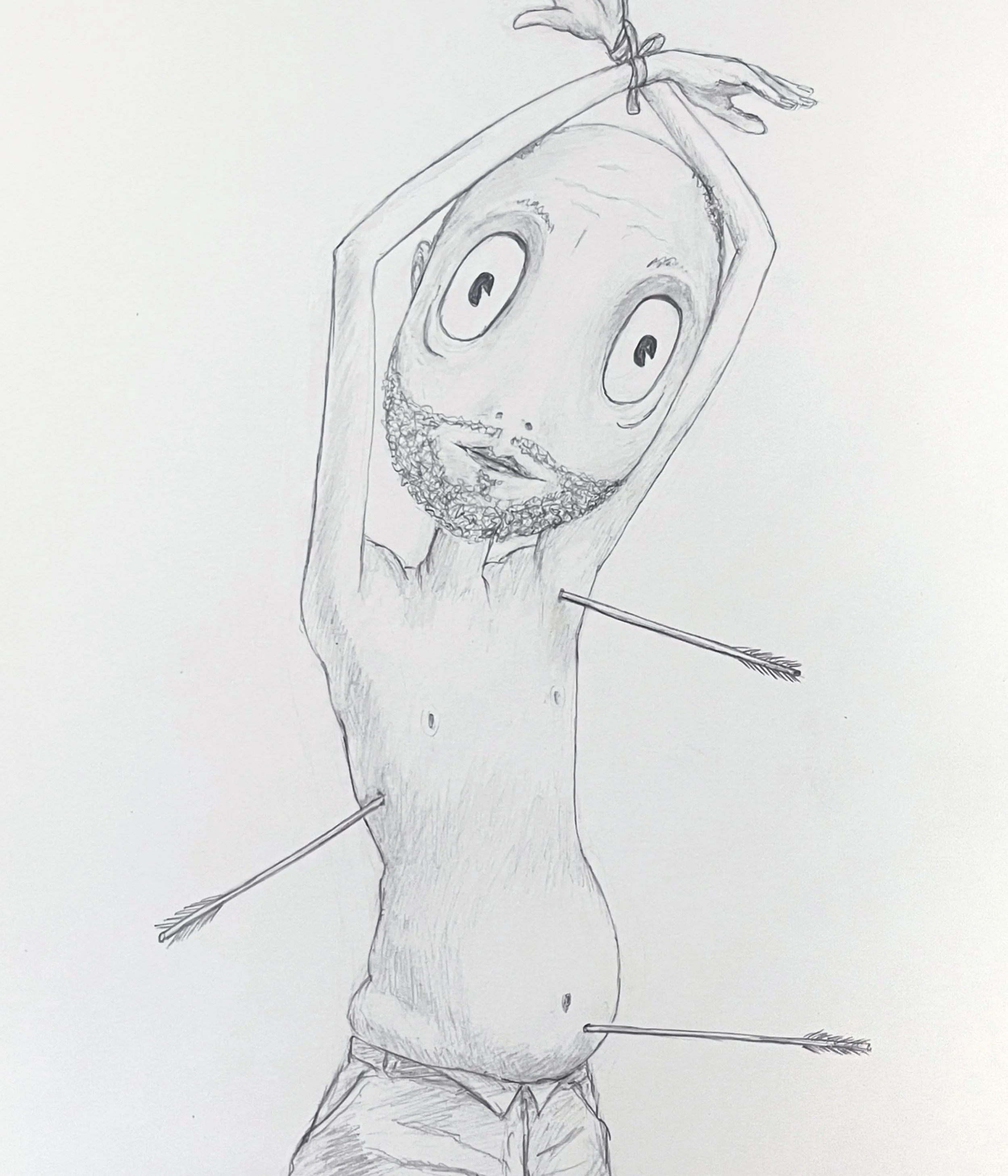 Martyrdom, after Guido Reni, Vr2  14 x 11, graphite pencil on paper, 2026 (Detail)
