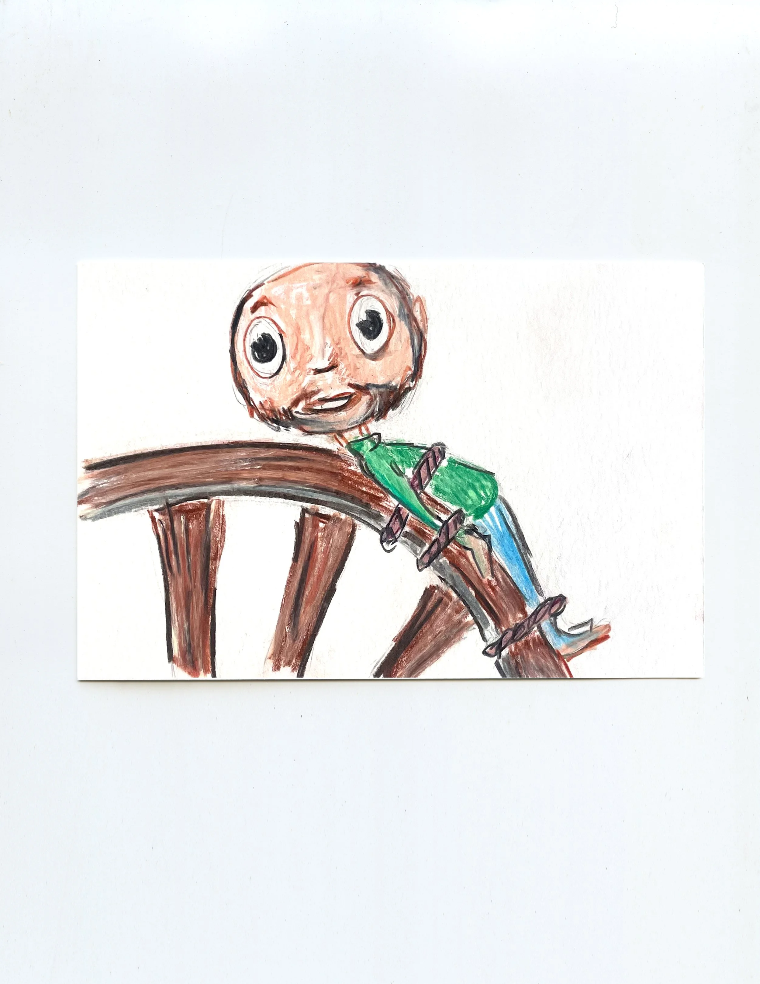 On the Breaking Wheel, 2025, 4x6, Color Pencil on paper