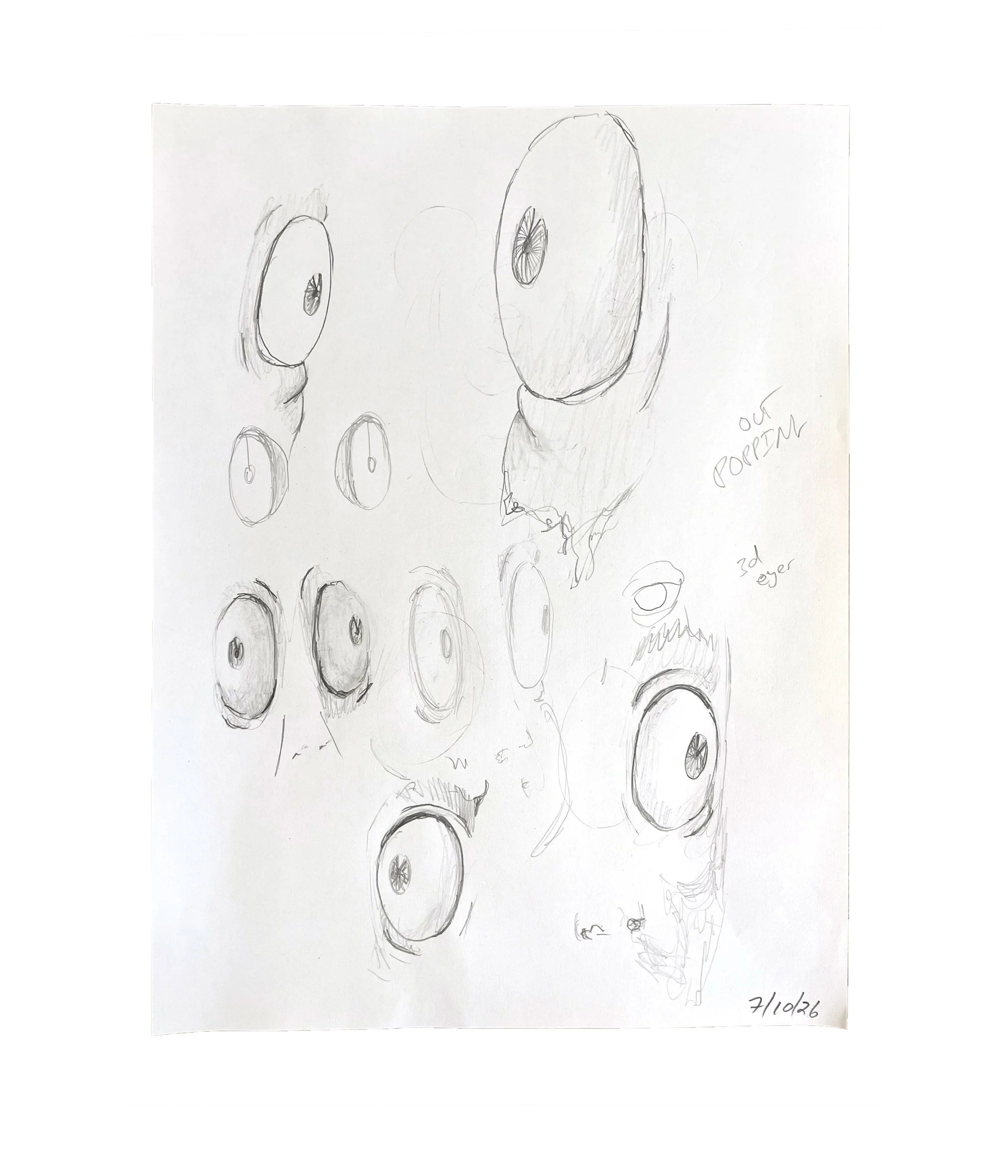 Eyes, 12 x 9, graphite pencil on paper, 2026